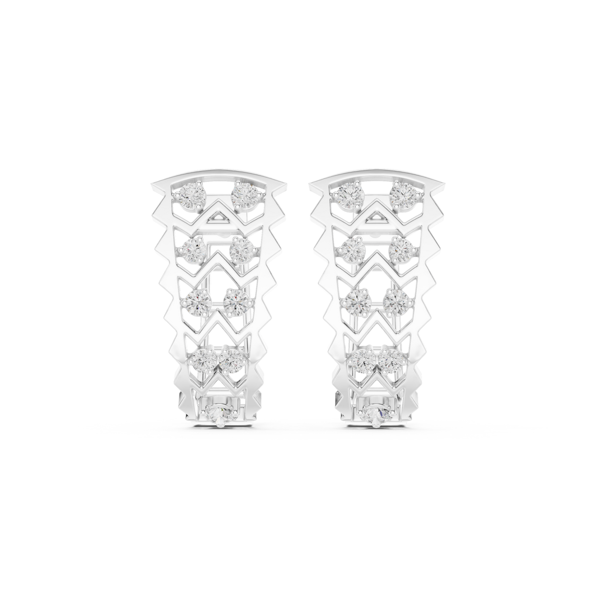Overlapping Lattice Diamond Hoop Earrings