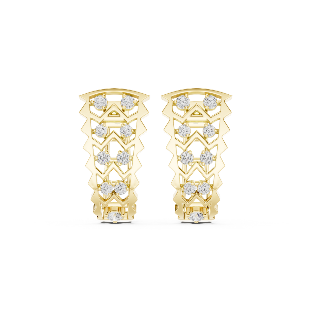 Overlapping Lattice Diamond Hoop Earrings