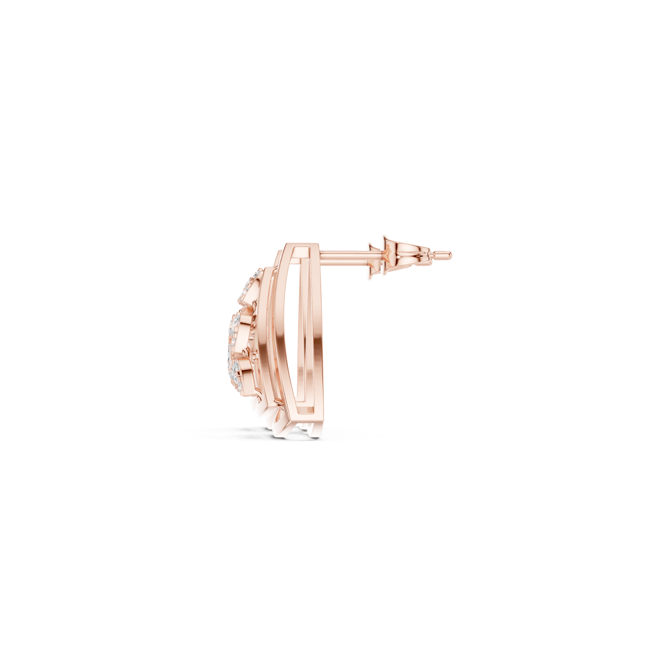 Overlapping Lattice Enamel Diamond Stud Earrings in Rose Gold - VYKA Diamonds