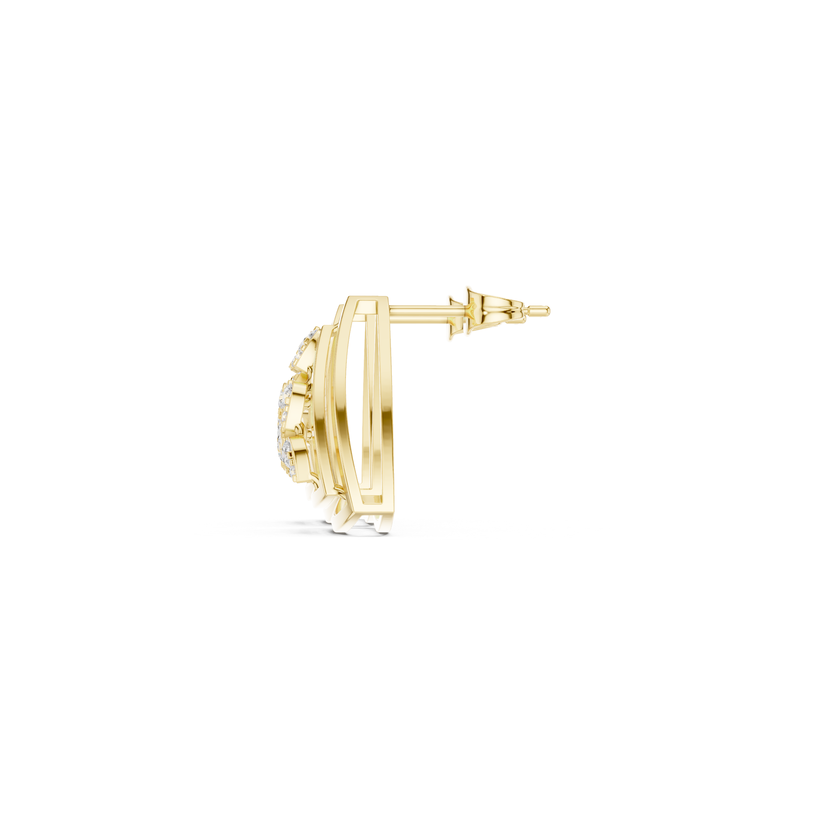 Overlapping Lattice Enamel Diamond Stud Earrings in Yellow Gold - VYKA Diamonds