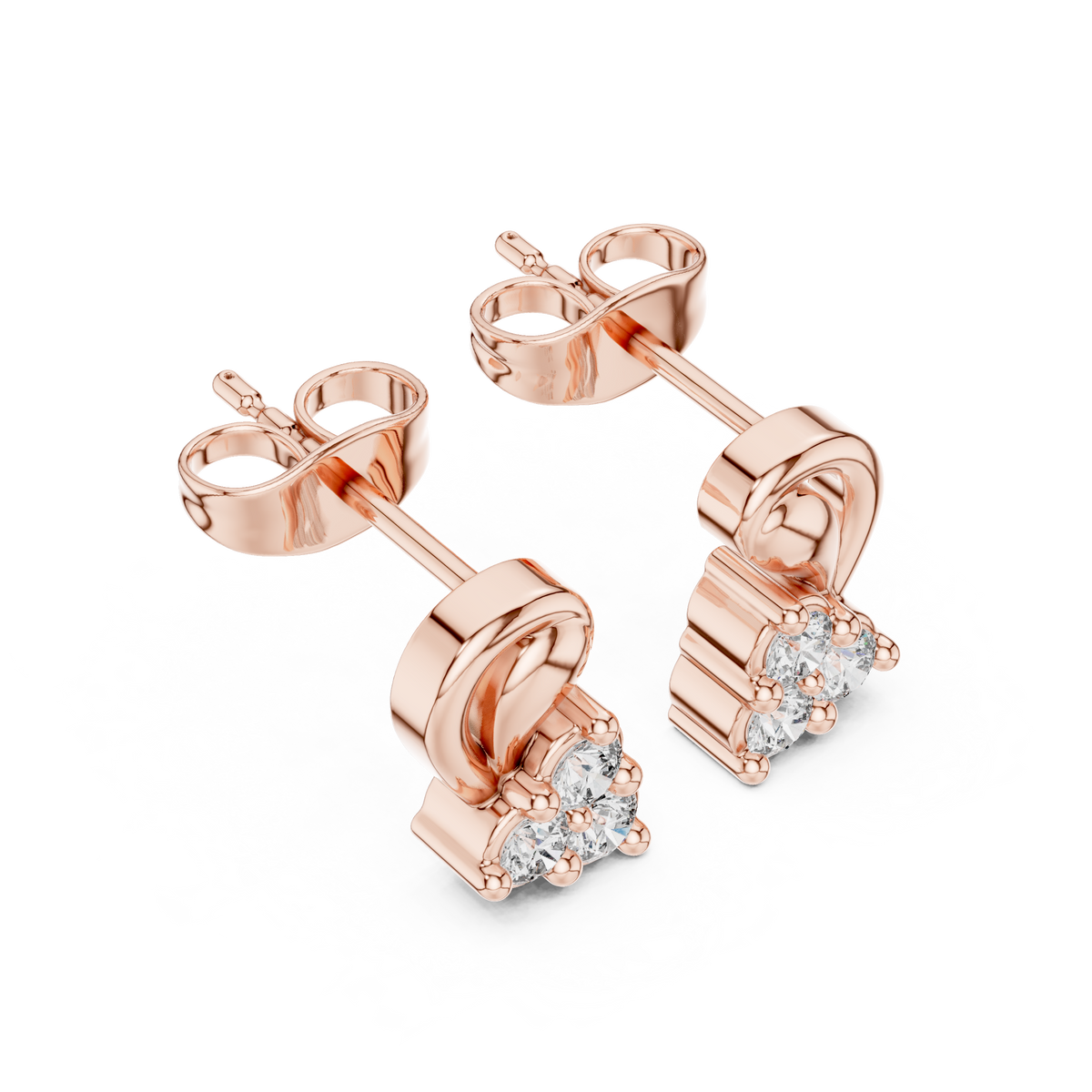 أقراط بثلاثة قلوب مزخرفة بالألماس in Rose Gold - VYKA Diamonds