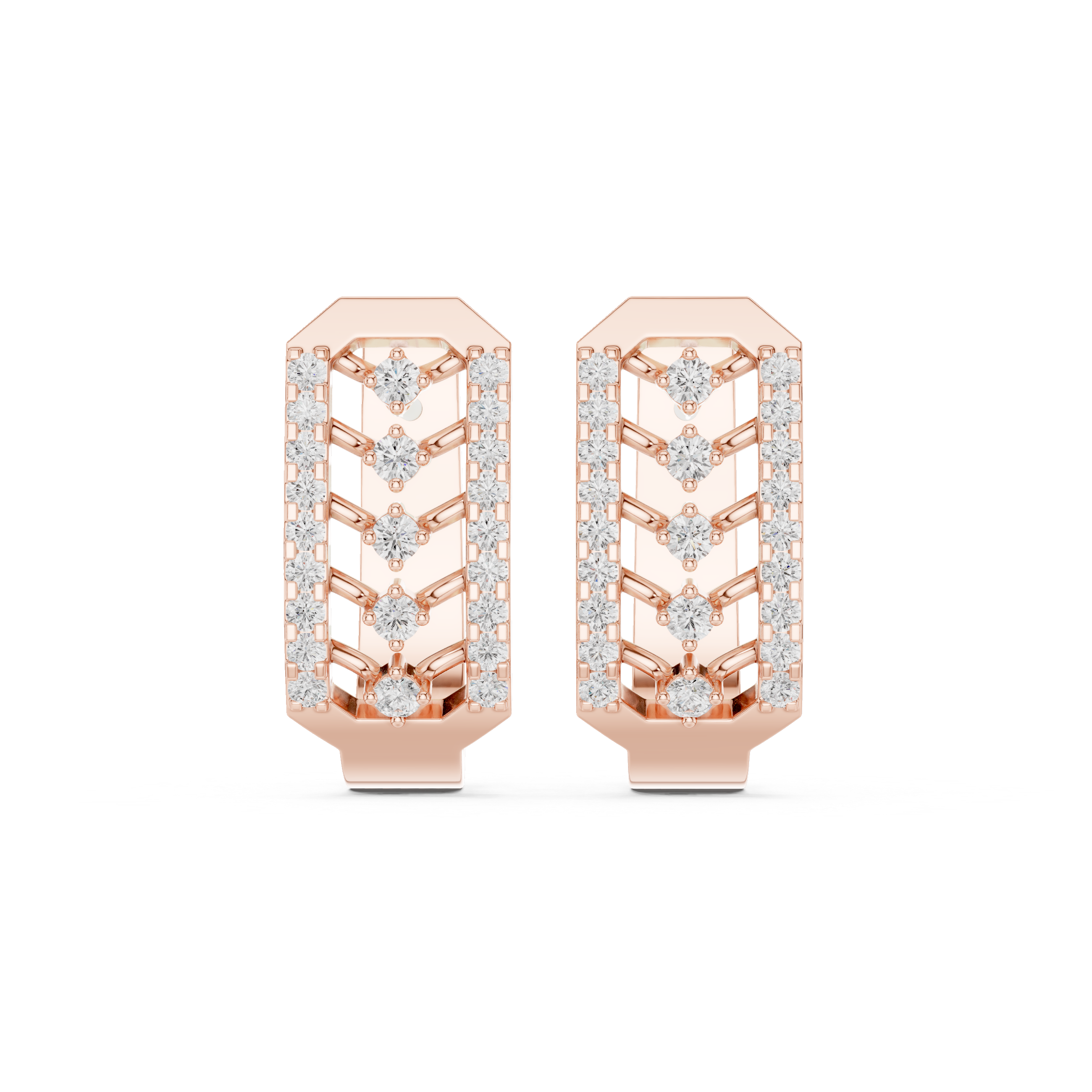Honeycomb Lattice Diamond Hoop Earrings in Rose Gold - VYKA Diamonds