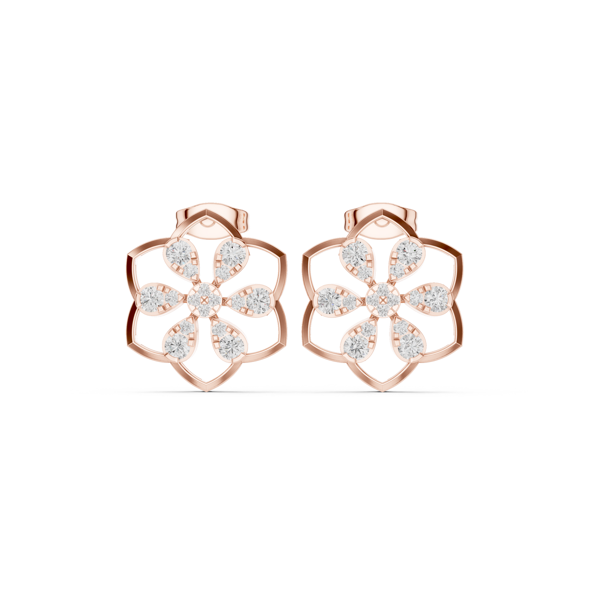 Honeycomb Lattice Enamel Diamond Stud Earrings