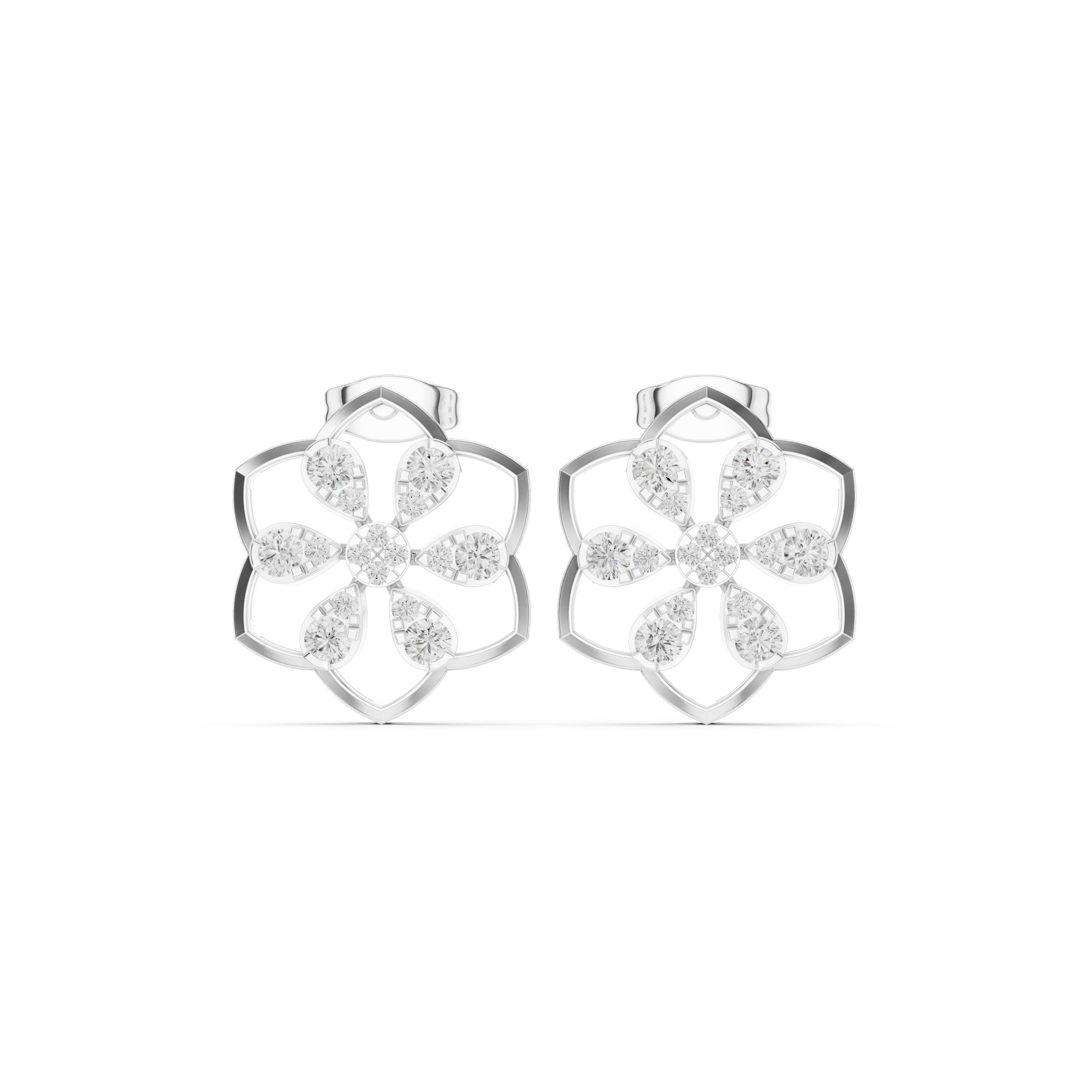 حلقان متدلية على شكل قرص العسل ألماسي المطلي بالمينا in White Gold - VYKA Diamonds
