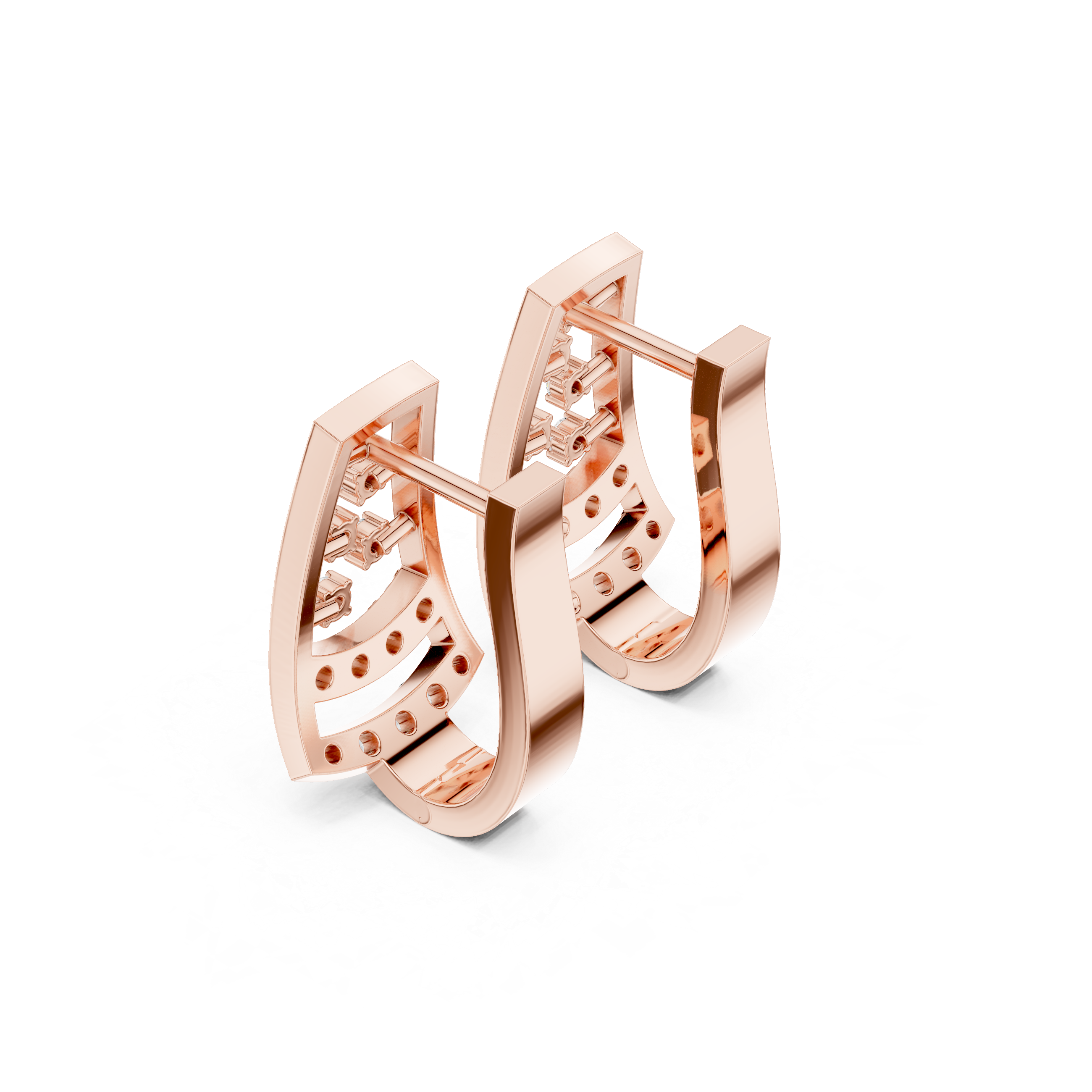 Stacked Grid Diamond Hoop Earrings in Rose Gold - VYKA Diamonds