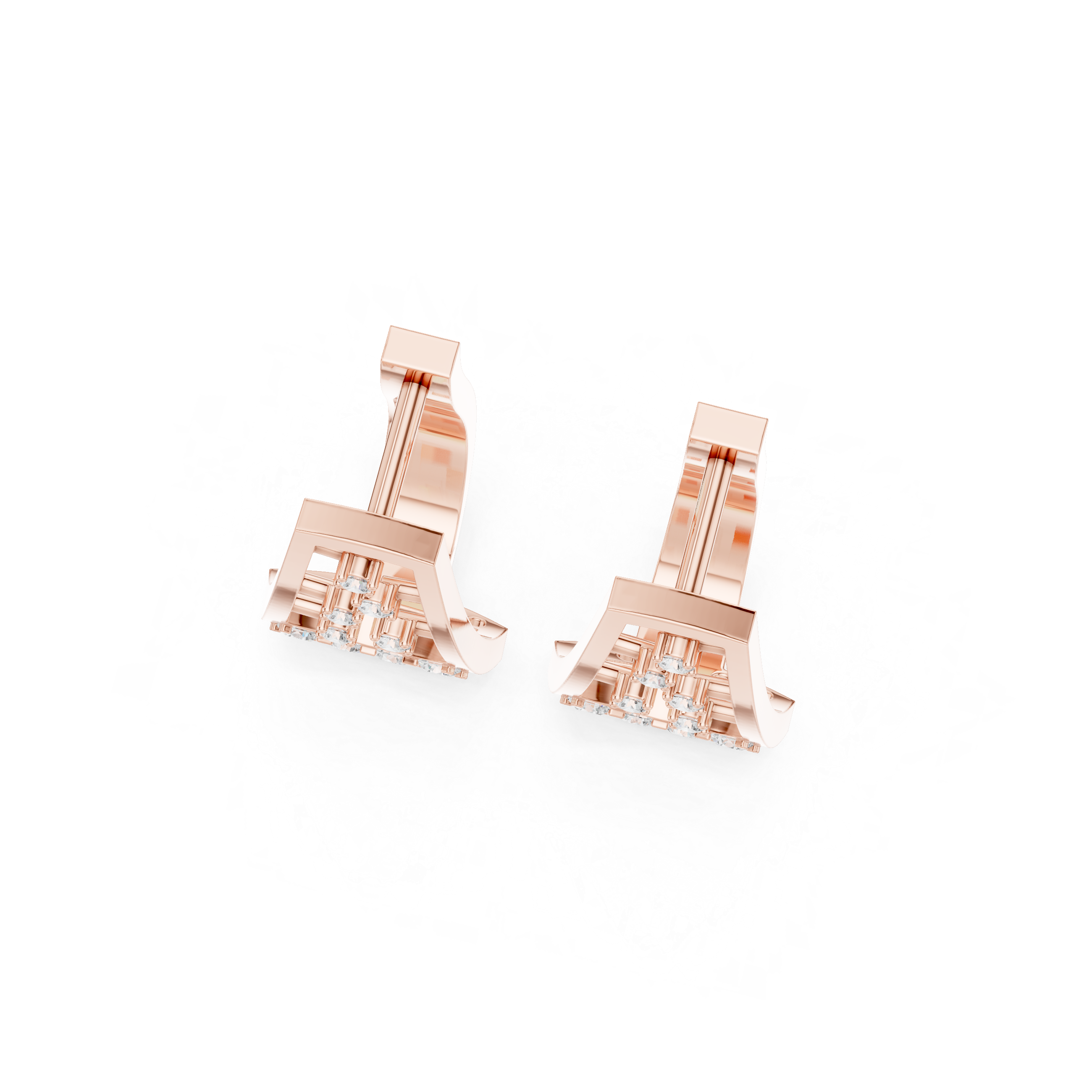 Stacked Grid Diamond Hoop Earrings in Rose Gold - VYKA Diamonds
