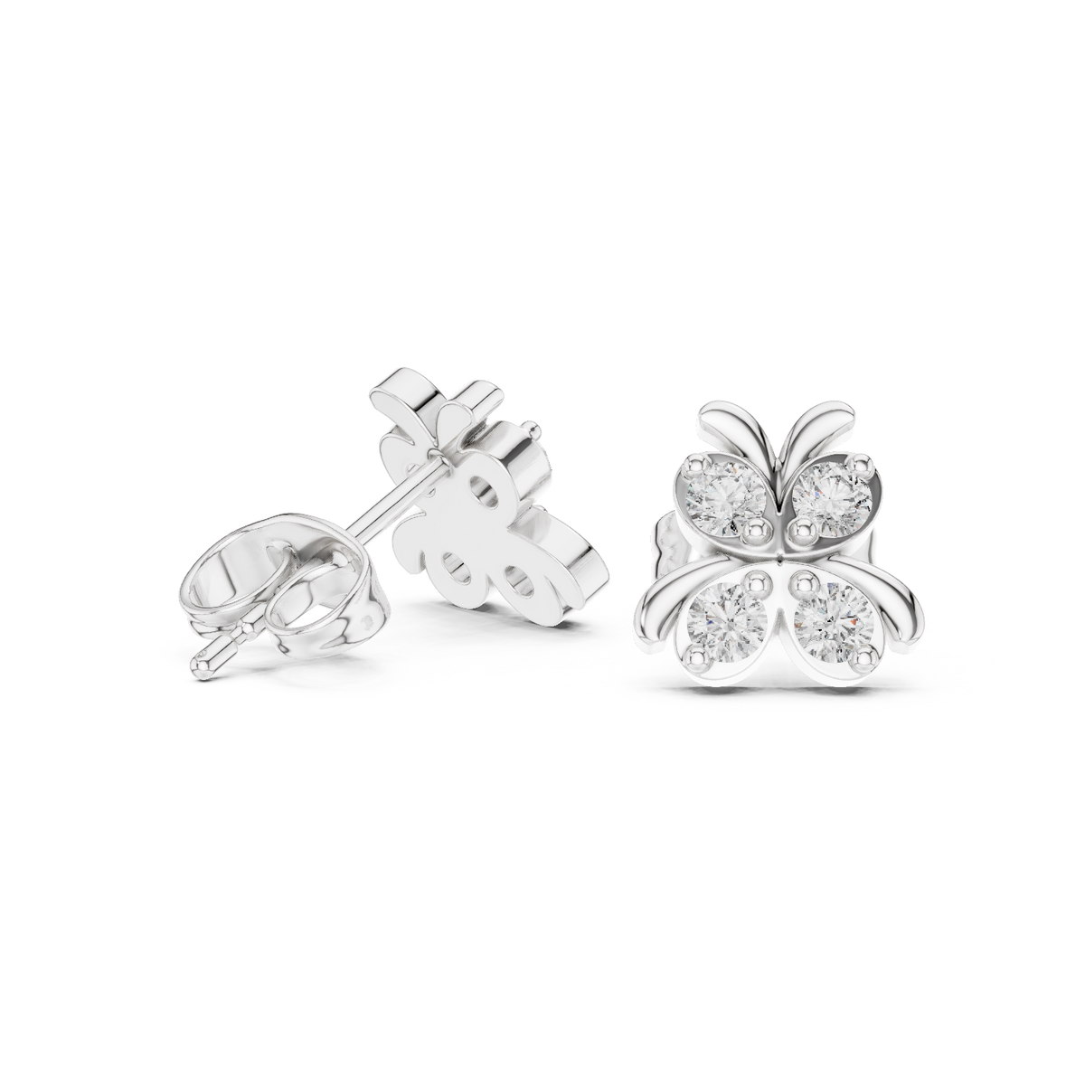 Butterfly Bow Diamond Stud Earrings