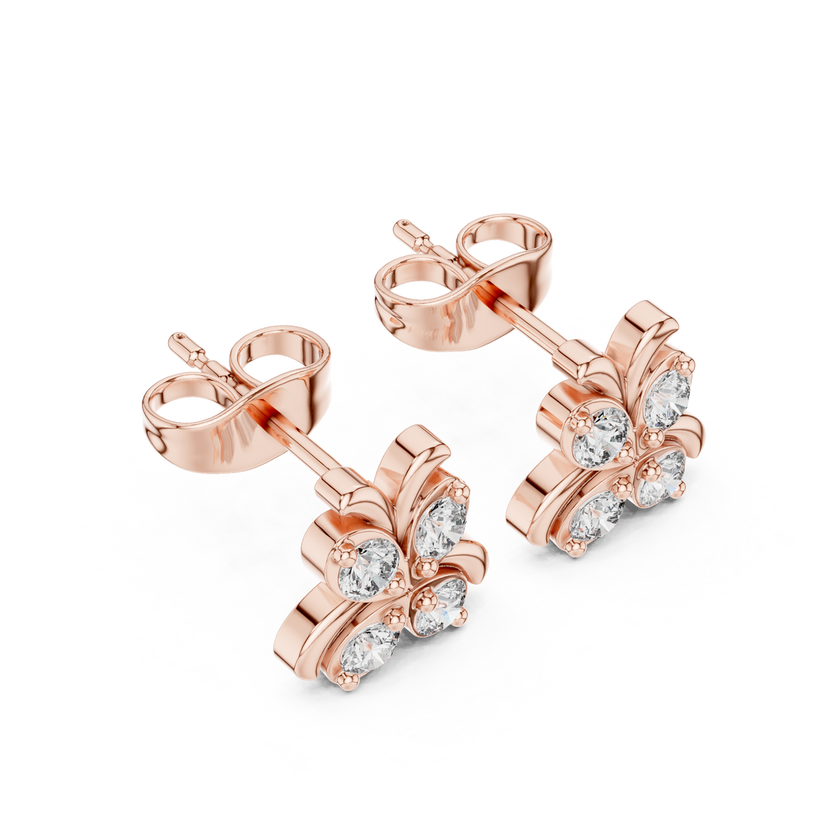 Butterfly Bow Diamond Stud Earrings