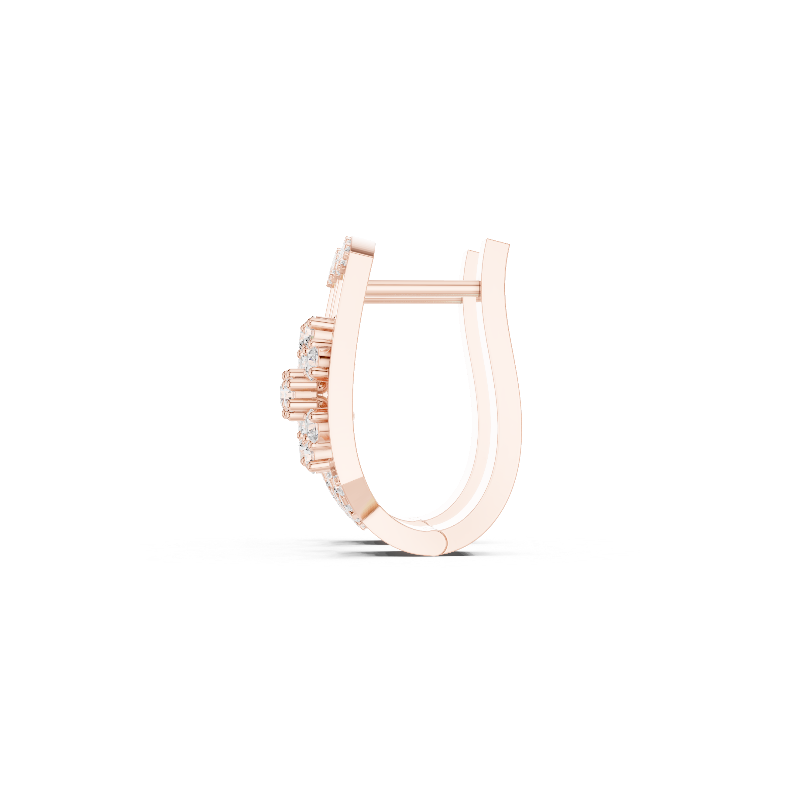 Tiered Lattice Diamond Hoop Earrings in Rose Gold - VYKA Diamonds