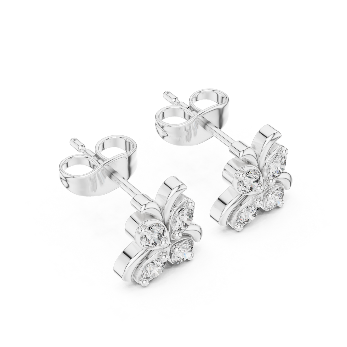 Butterfly Bow Diamond Stud Earrings