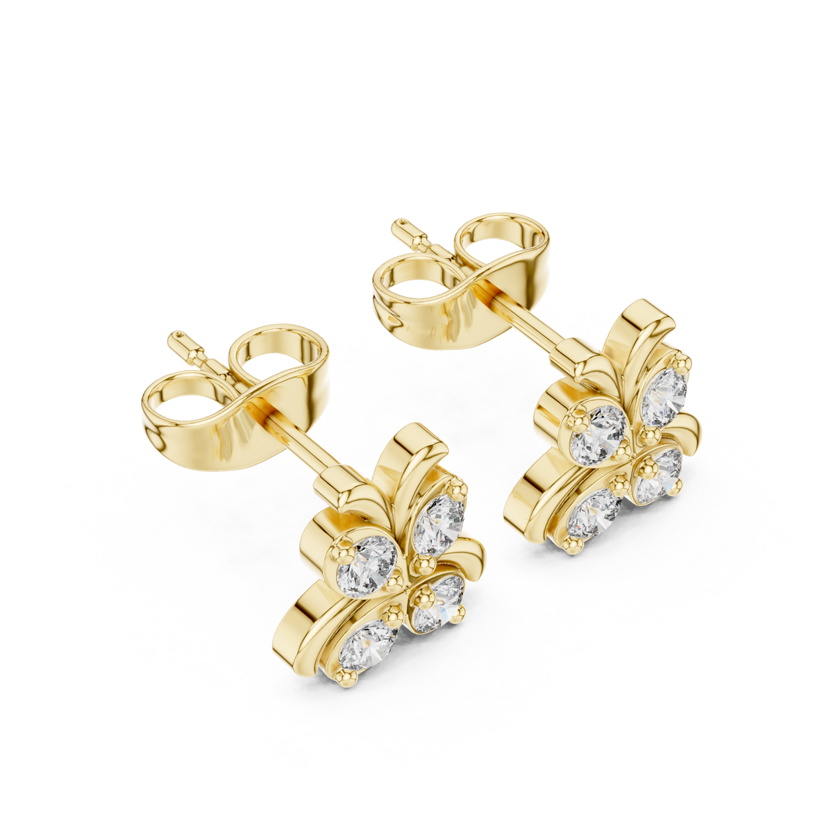 Butterfly Bow Diamond Stud Earrings