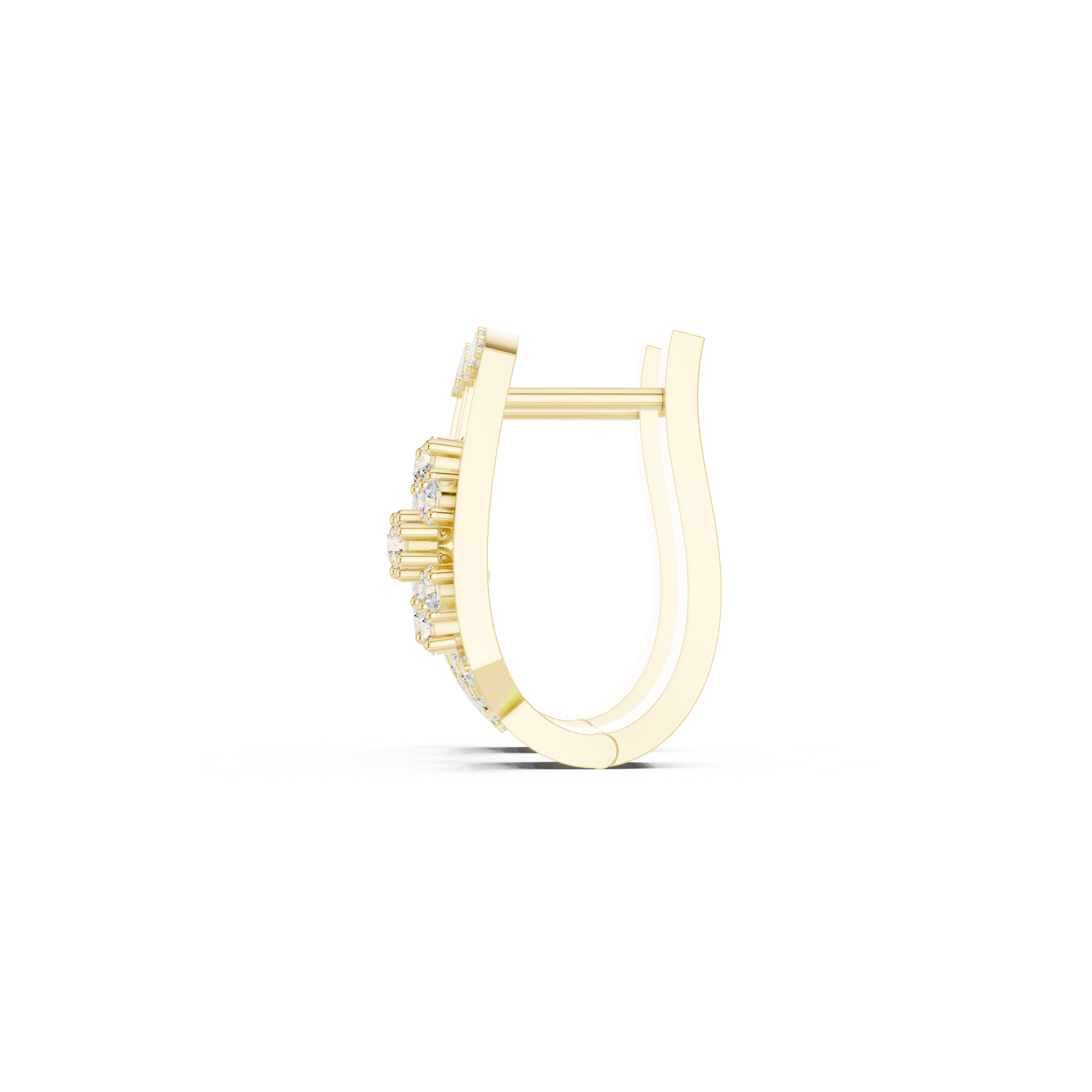 Tiered Lattice Diamond Hoop Earrings in Yellow Gold - VYKA Diamonds