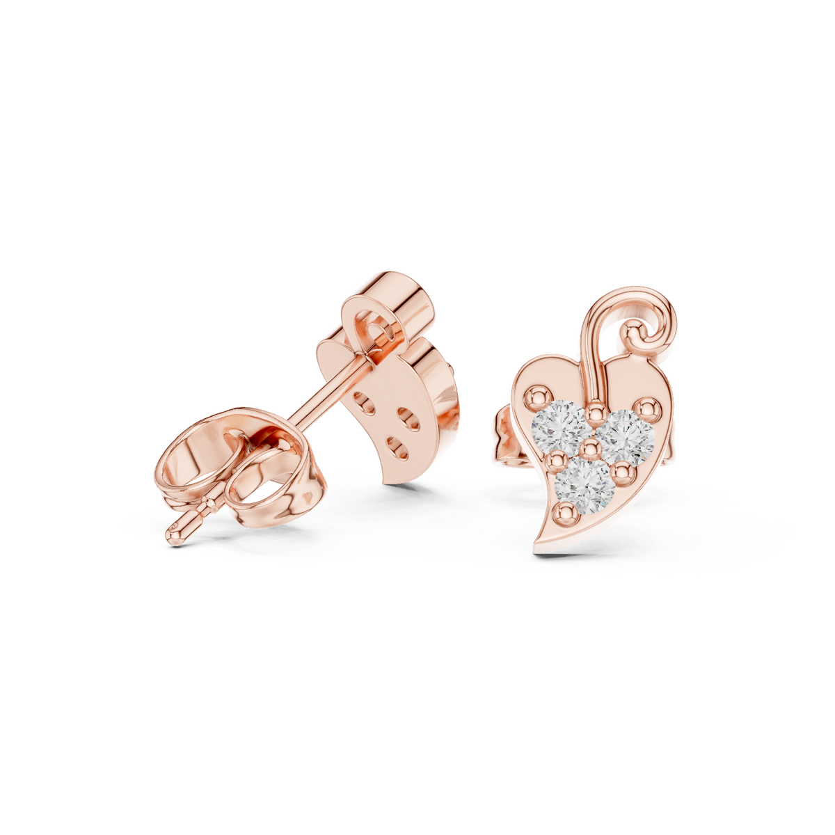 Leaf Trio Diamond Stud Earrings