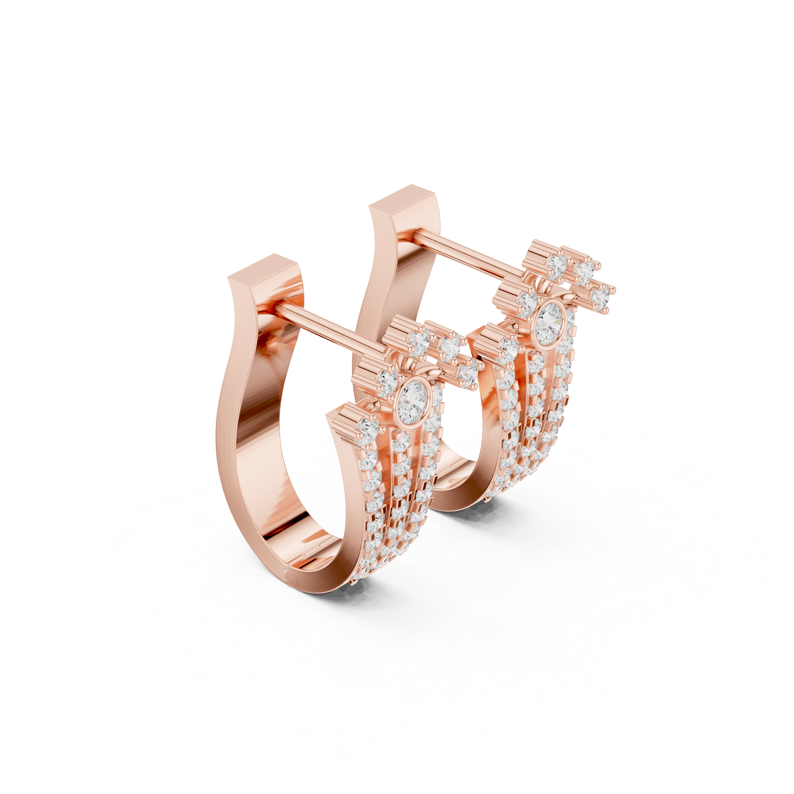 Mosaic Lattice Diamond Hoop Earrings in Rose Gold - VYKA Diamonds