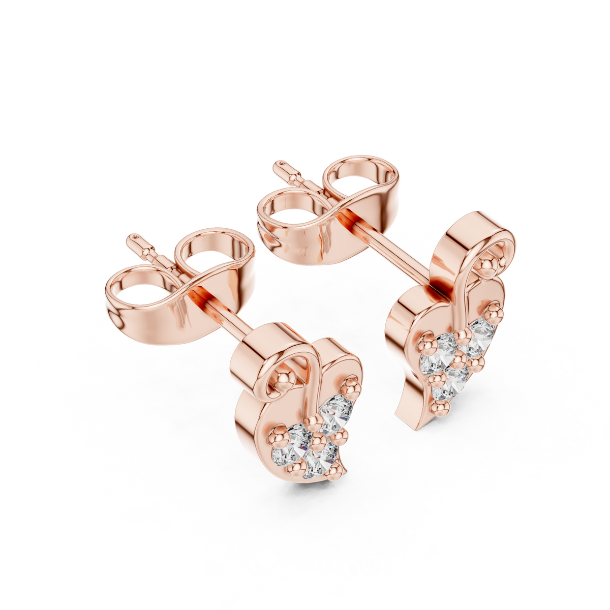 Leaf Trio Diamond Stud Earrings