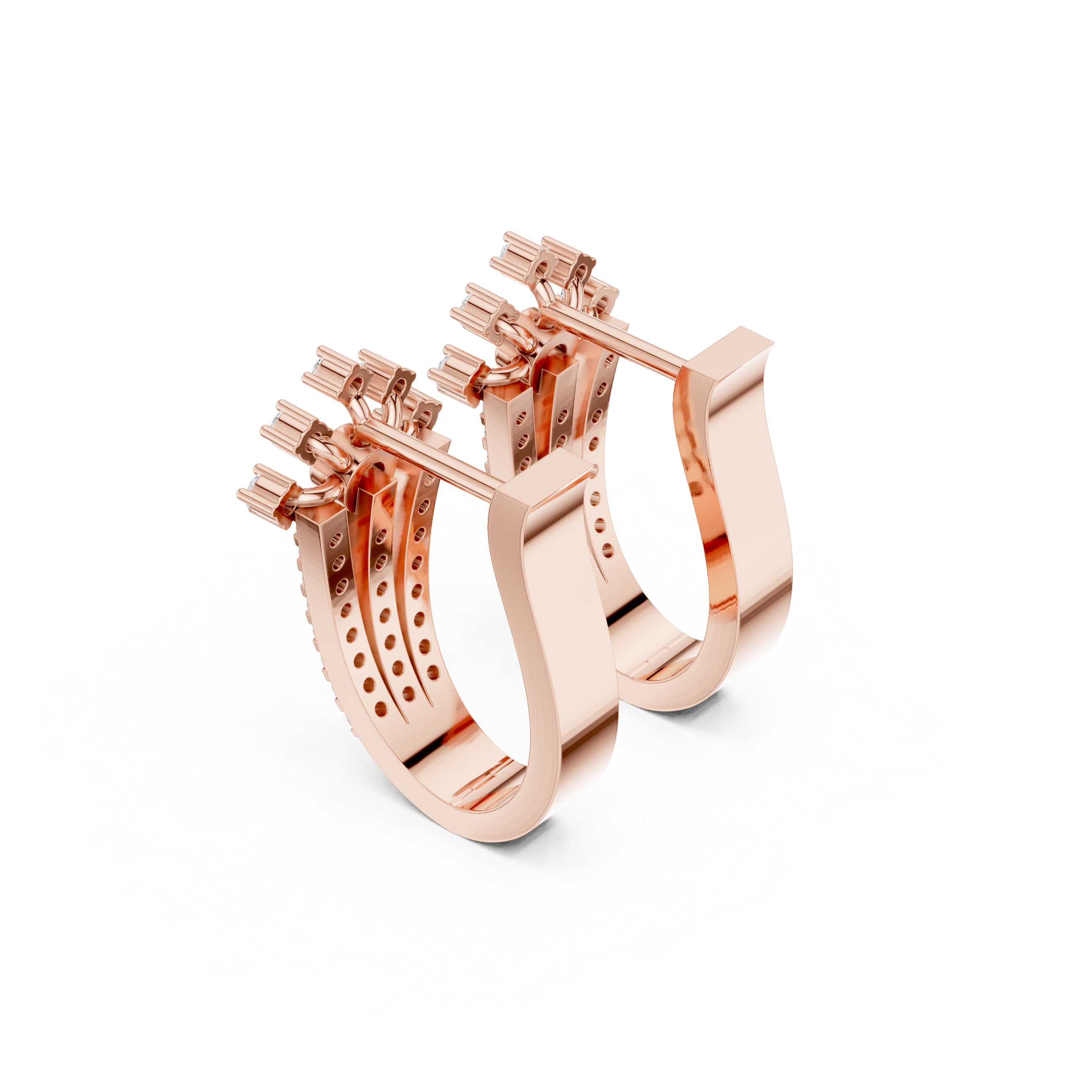 Mosaic Lattice Diamond Hoop Earrings in Rose Gold - VYKA Diamonds
