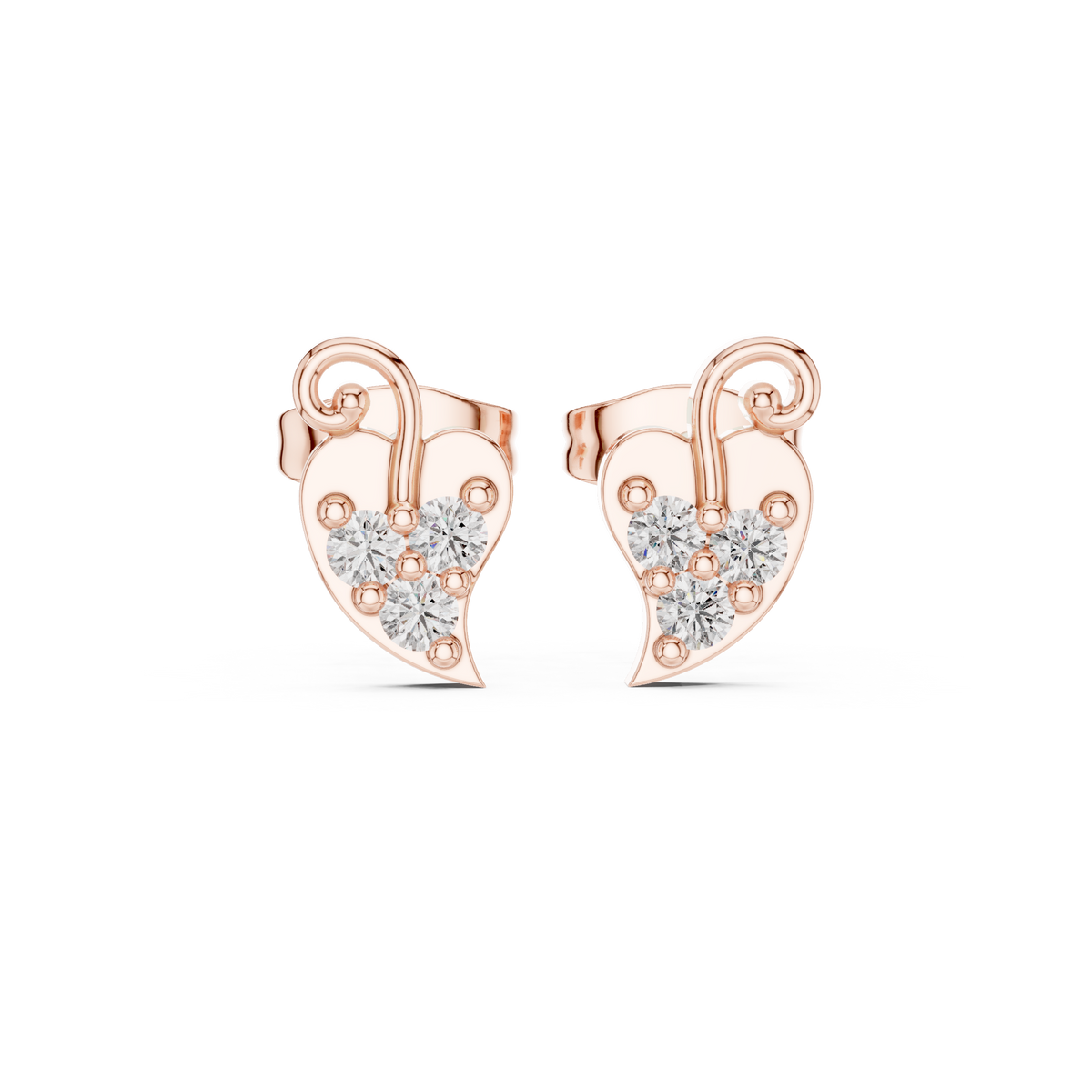 Leaf Trio Diamond Stud Earrings