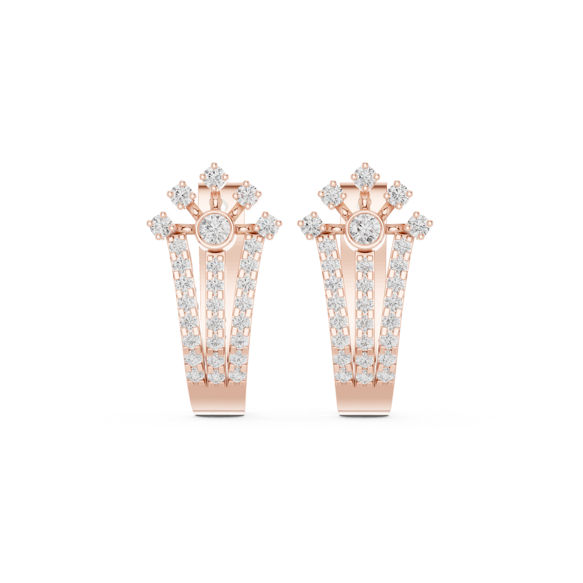 Mosaic Lattice Diamond Hoop Earrings