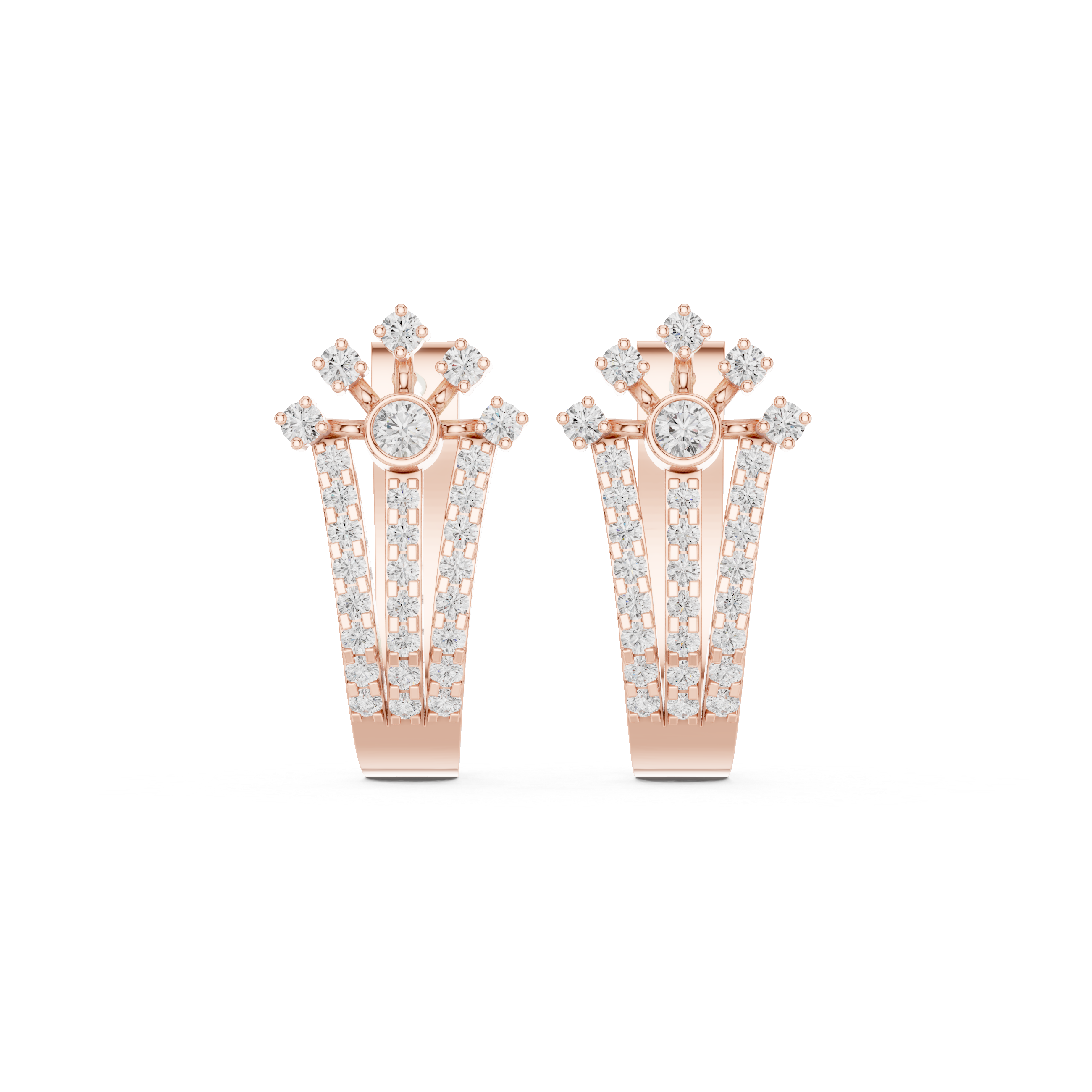 Mosaic Lattice Diamond Hoop Earrings in Rose Gold - VYKA Diamonds