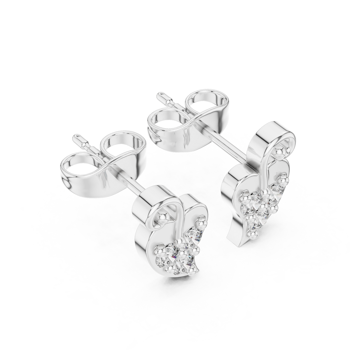 Leaf Trio Diamond Stud Earrings