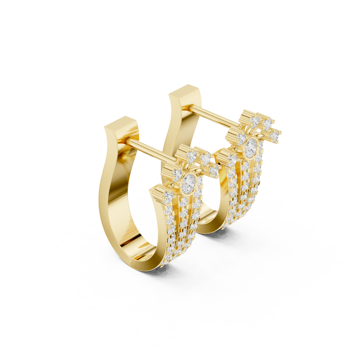 Mosaic Lattice Diamond Hoop Earrings