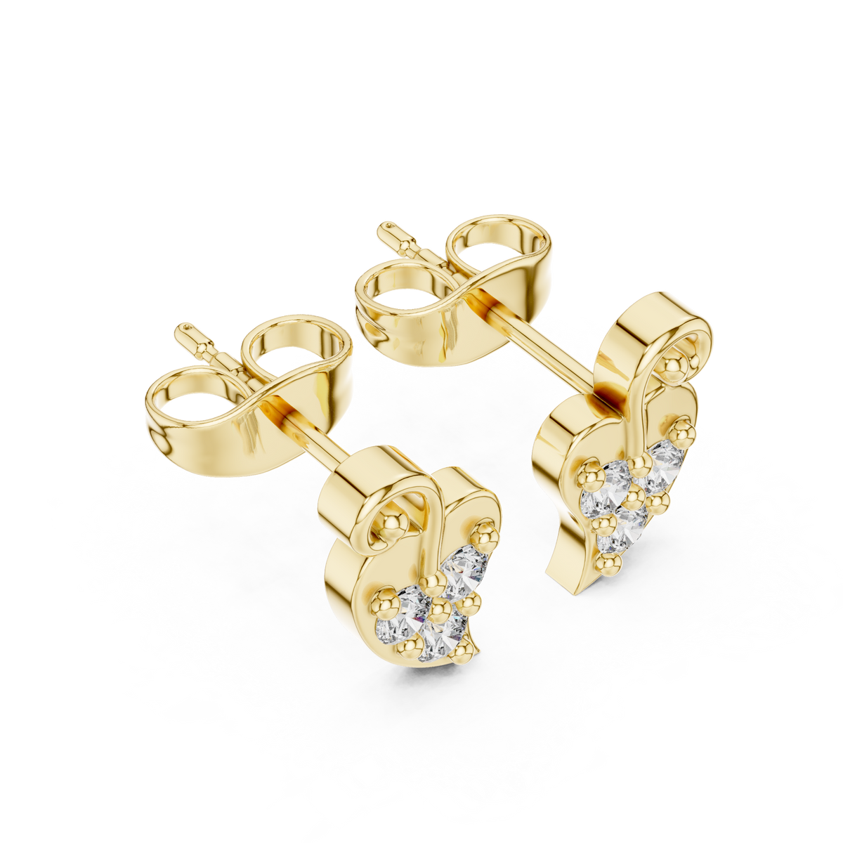 Leaf Trio Diamond Stud Earrings