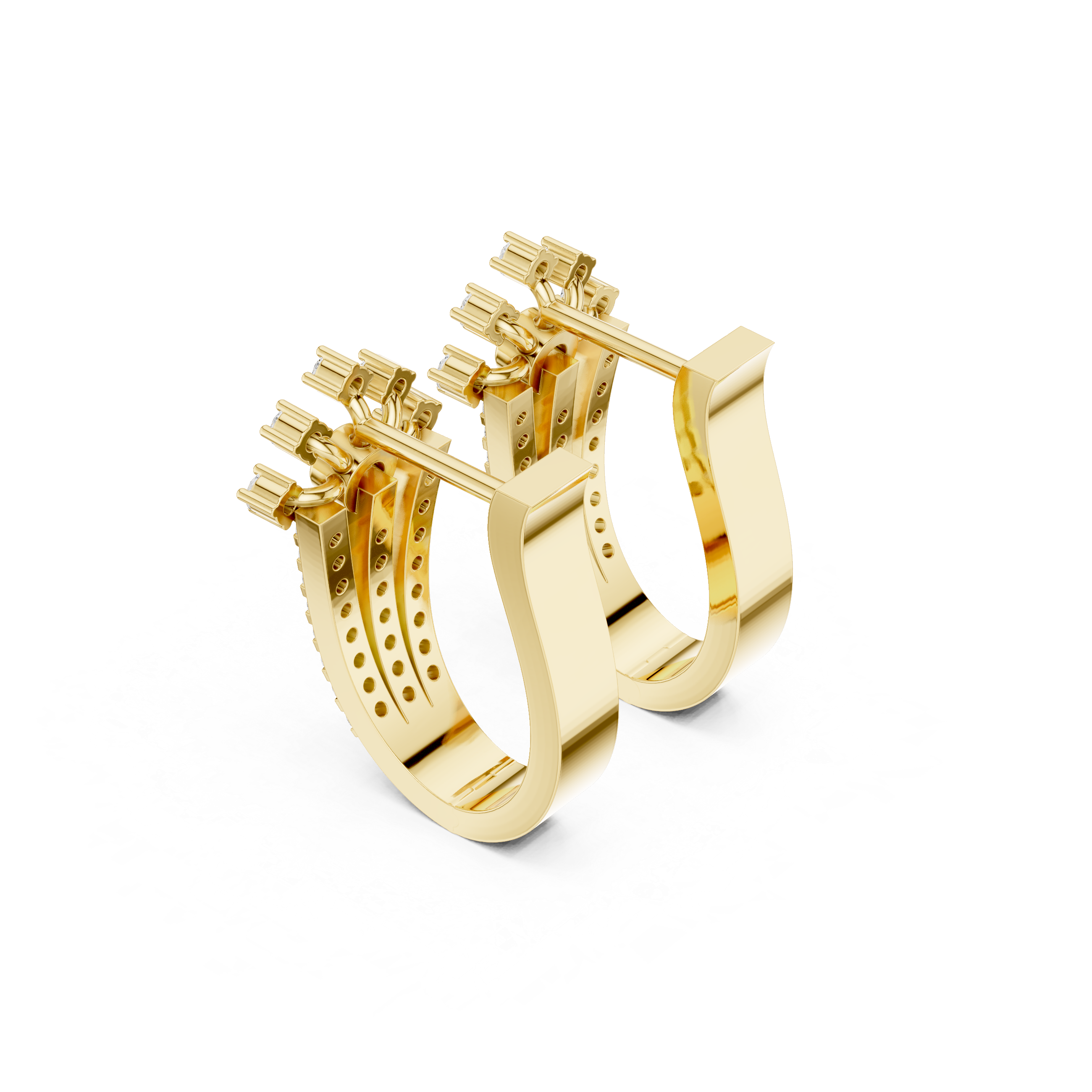 Mosaic Lattice Diamond Hoop Earrings in Yellow Gold - VYKA Diamonds