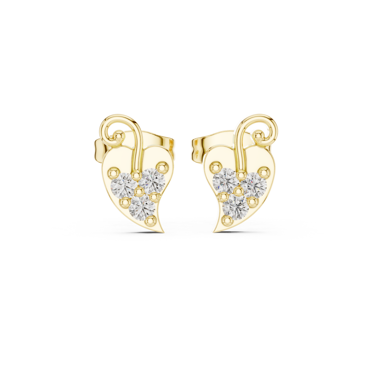Leaf Trio Diamond Stud Earrings
