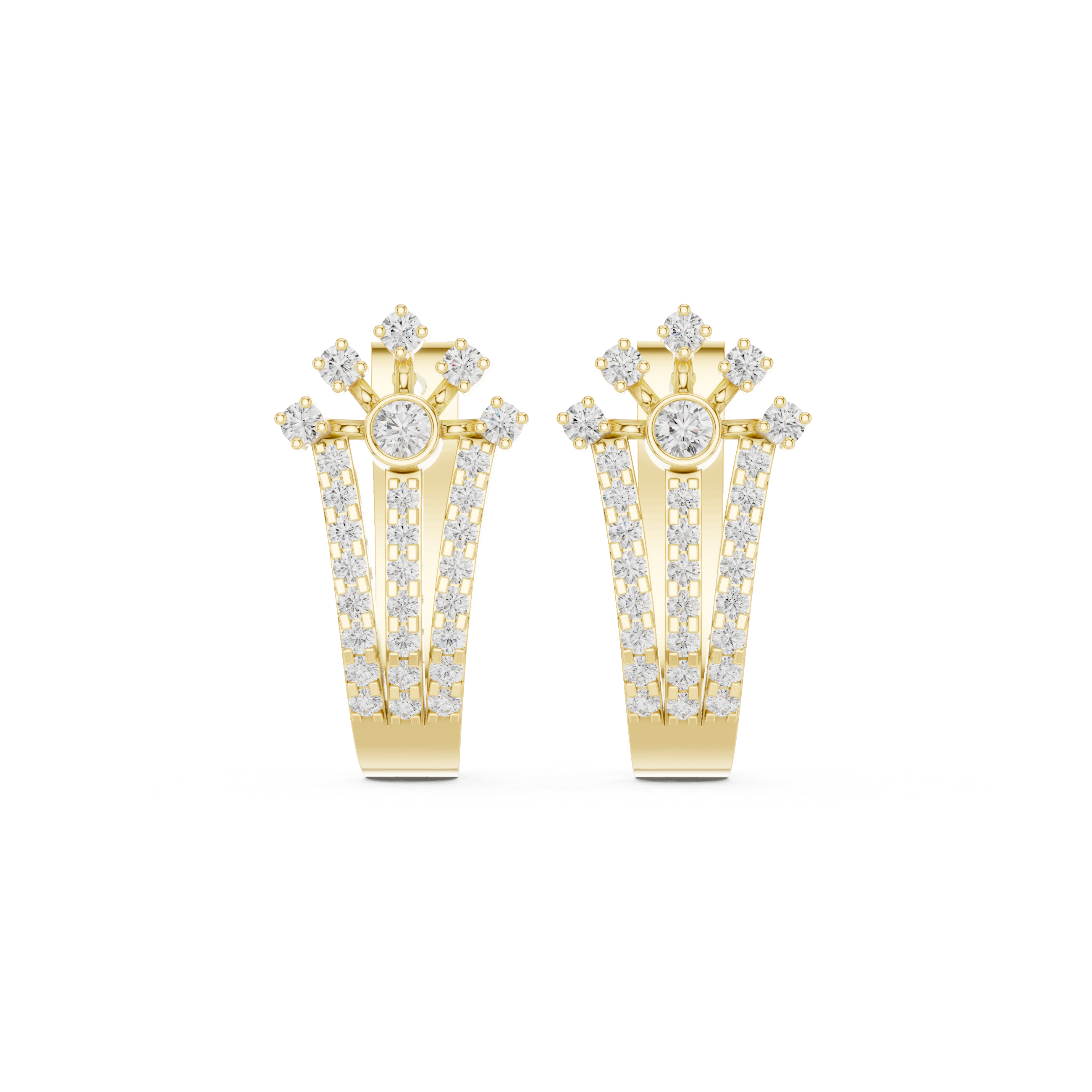 Mosaic Lattice Diamond Hoop Earrings in Yellow Gold - VYKA Diamonds