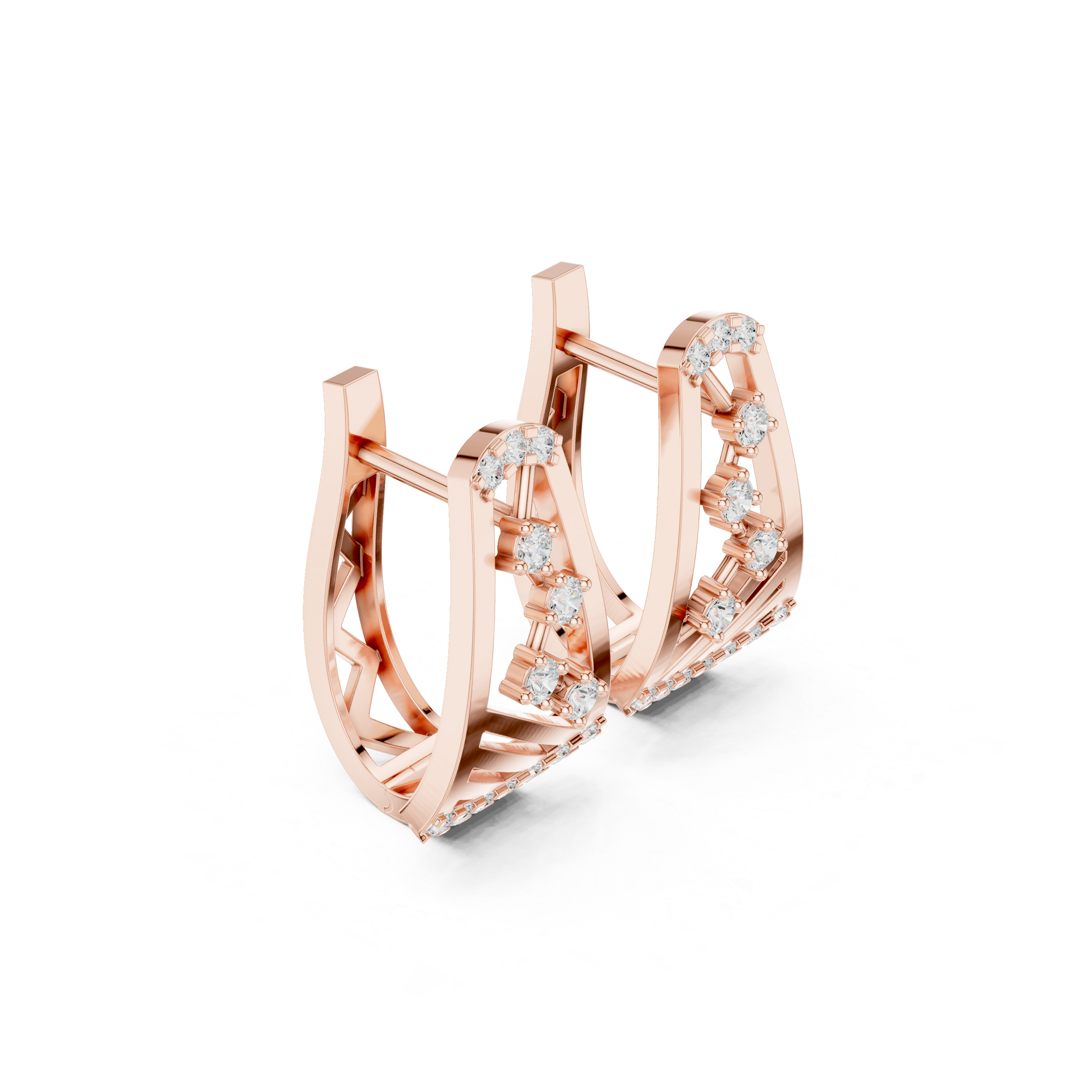 Pinnacle Framework Diamond Hoop Earrings in Rose Gold - VYKA Diamonds