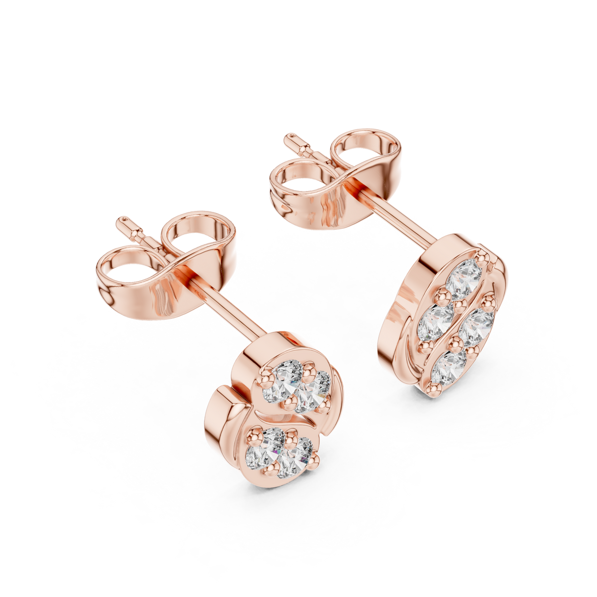 Art Nouveau Swirl Diamond Stud Earrings