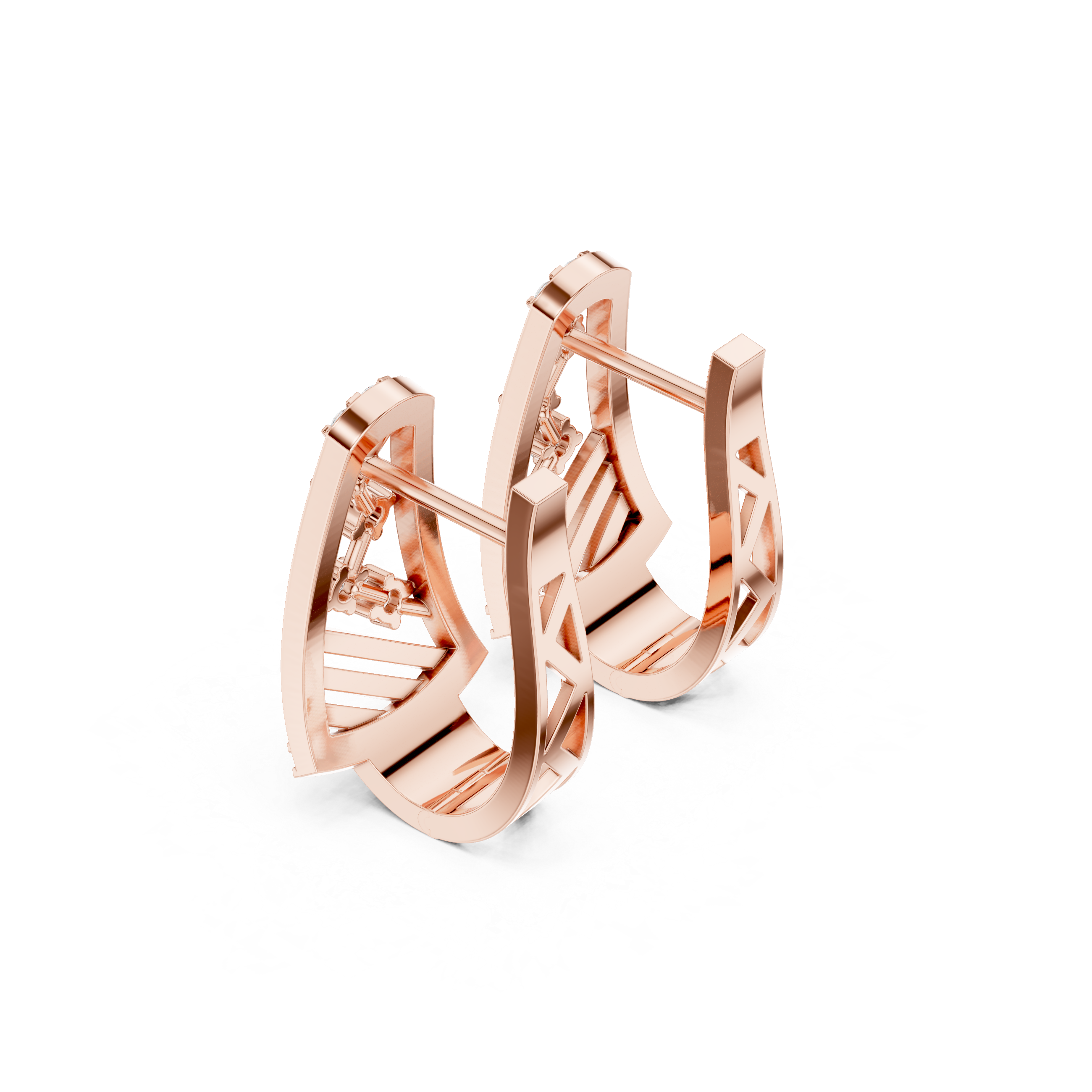 Pinnacle Framework Diamond Hoop Earrings in Rose Gold - VYKA Diamonds