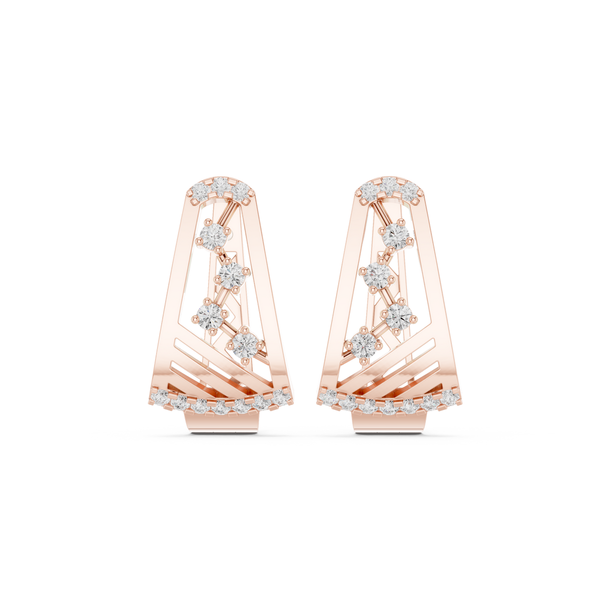 Pinnacle Framework Diamond Hoop Earrings
