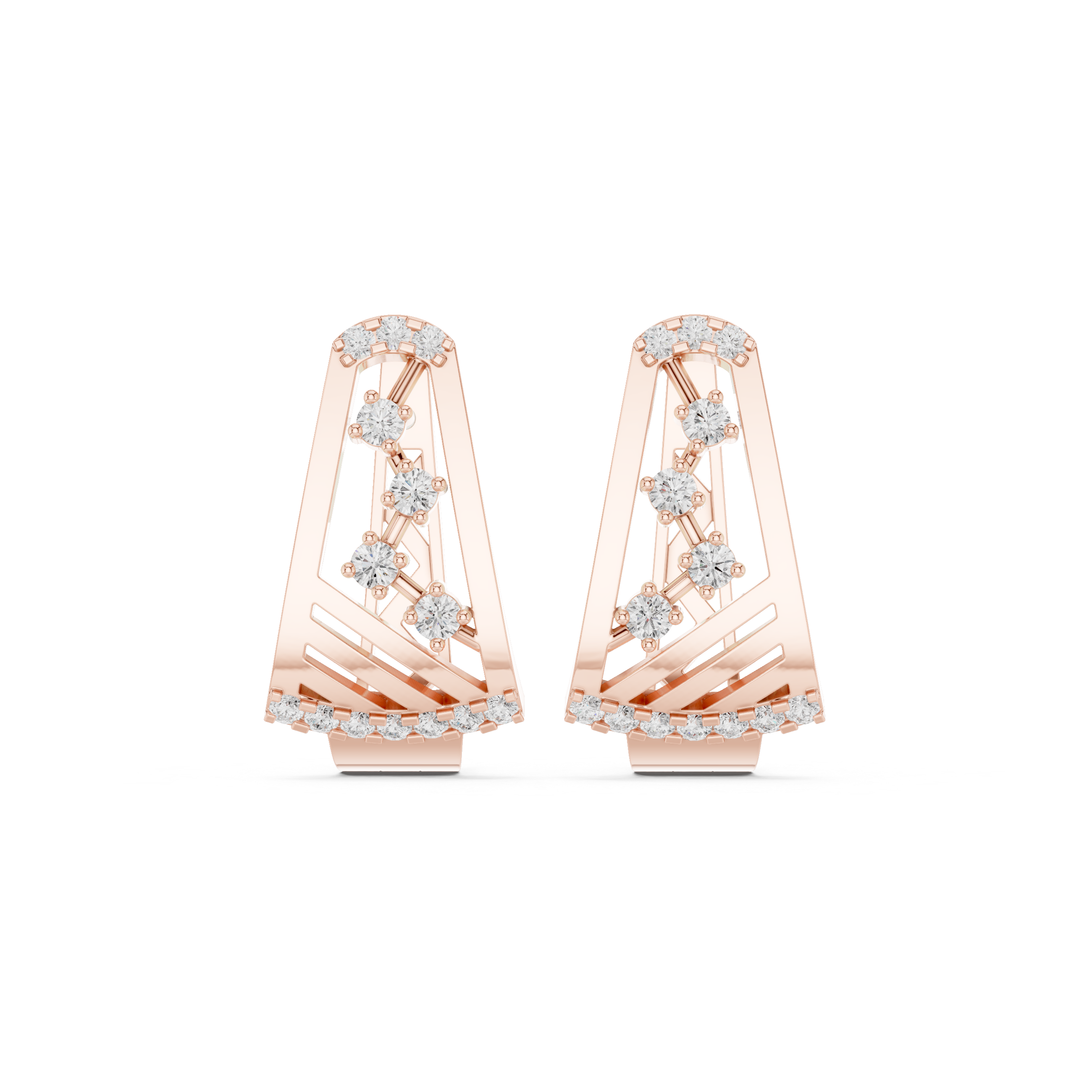 Pinnacle Framework Diamond Hoop Earrings in Rose Gold - VYKA Diamonds