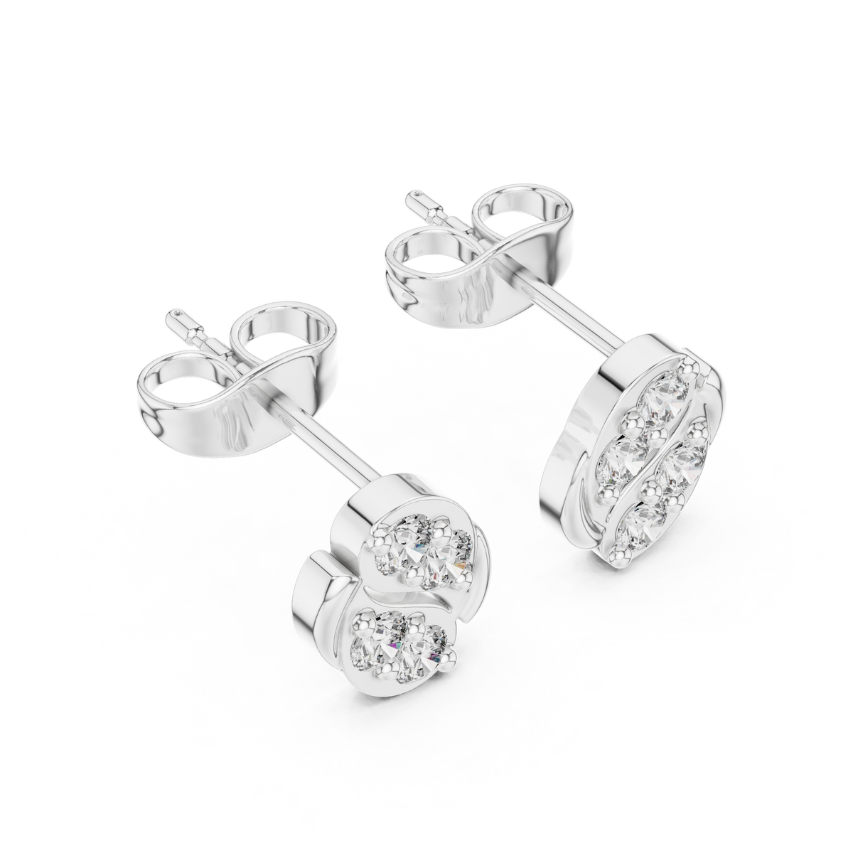 Art Nouveau Swirl Diamond Stud Earrings