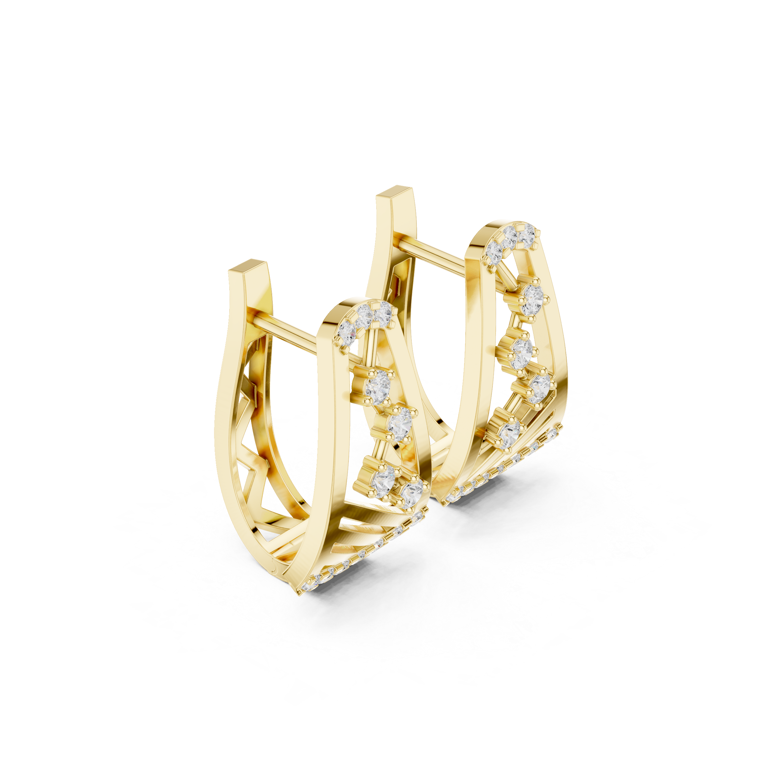 Pinnacle Framework Diamond Hoop Earrings in Yellow Gold - VYKA Diamonds
