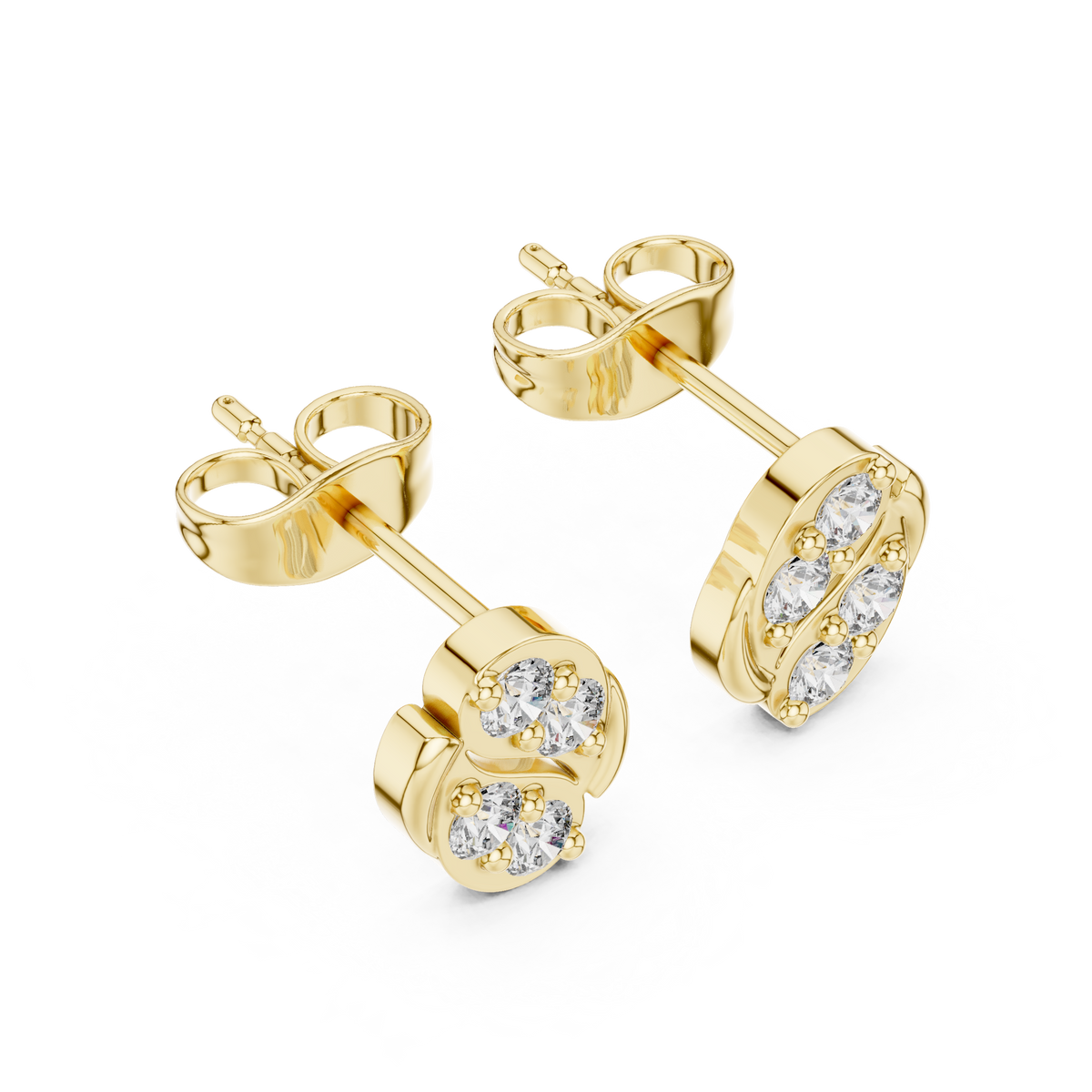 Art Nouveau Swirl Diamond Stud Earrings
