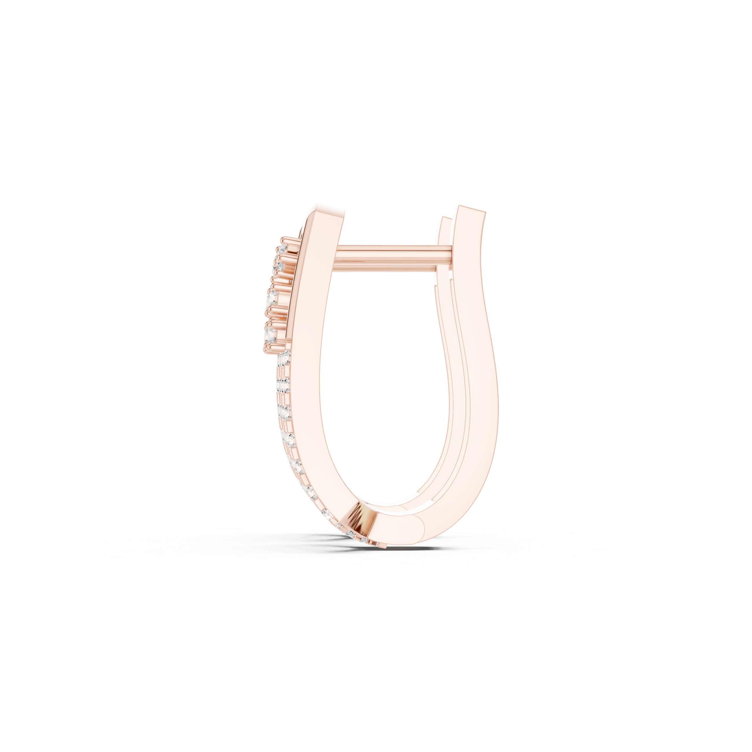 Diamond Grid Pave Hoop Earrings in Rose Gold - VYKA Diamonds