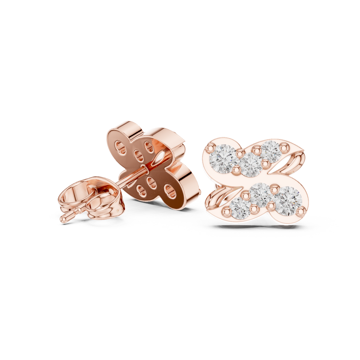 أقراط ألماس بفصّين مزدوجين in Rose Gold - VYKA Diamonds