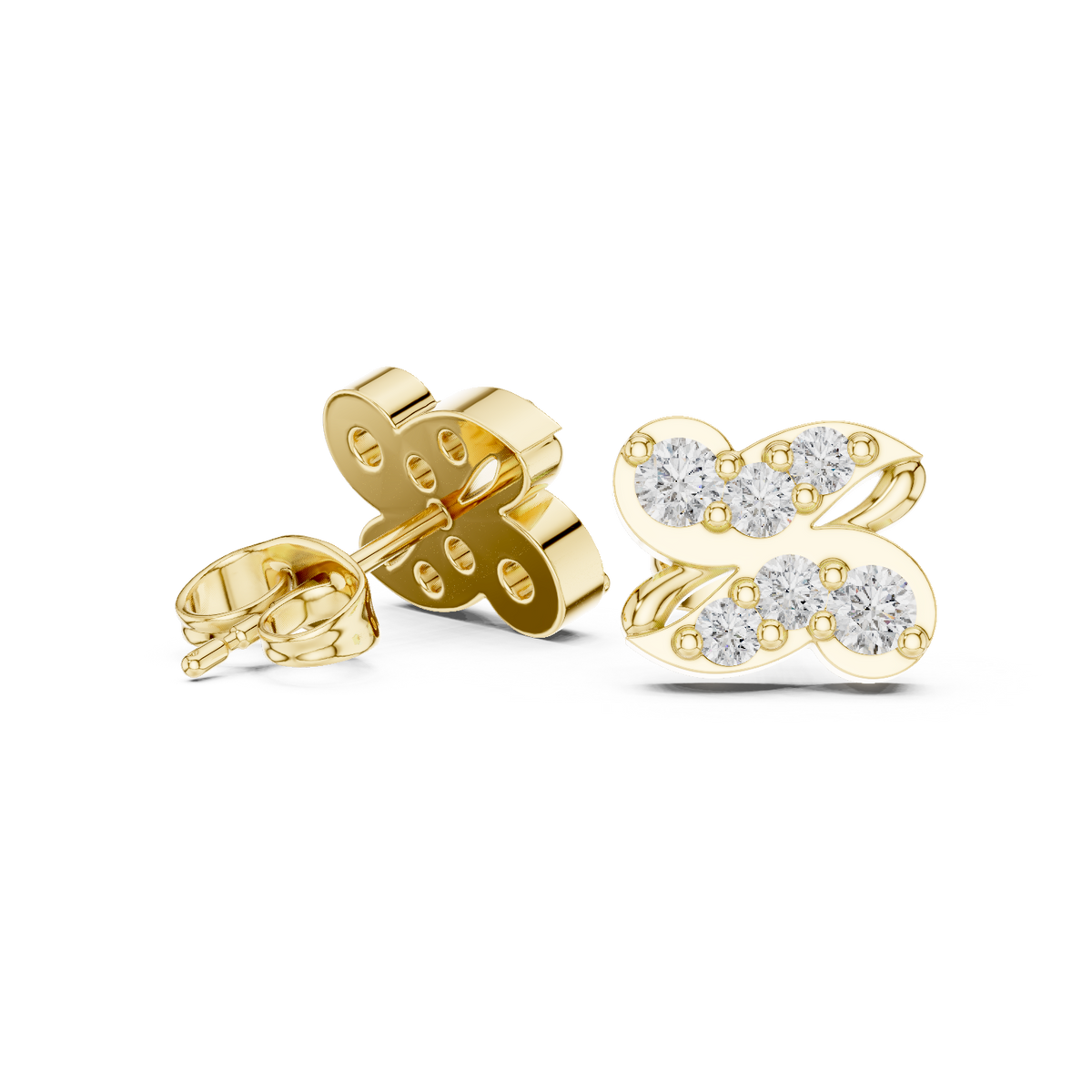 أقراط ألماس بفصّين مزدوجين in Yellow Gold - VYKA Diamonds