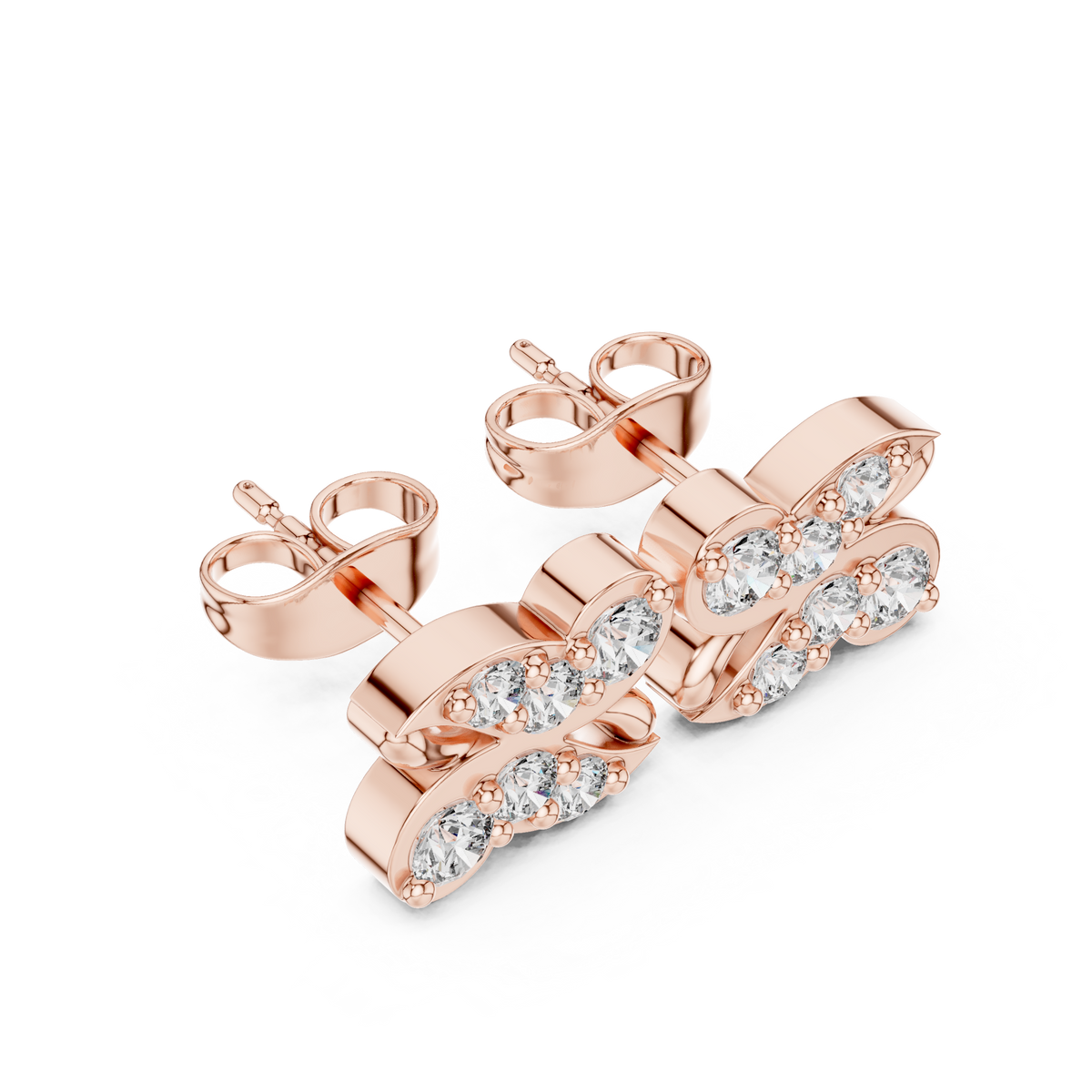 Double Lobe Diamond Stud Earrings