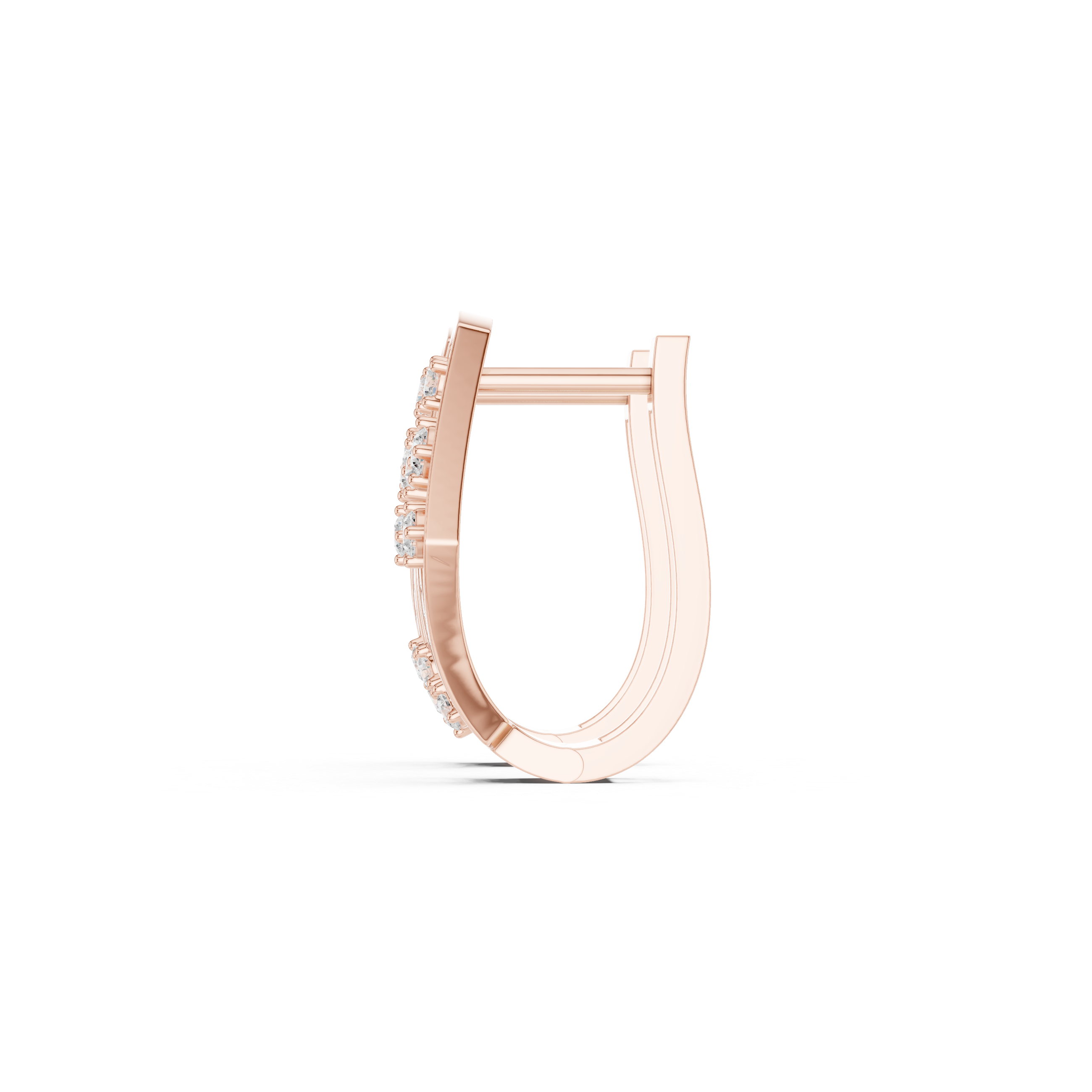 Angular Lattice Diamond Hoop Earrings in Rose Gold - VYKA Diamonds
