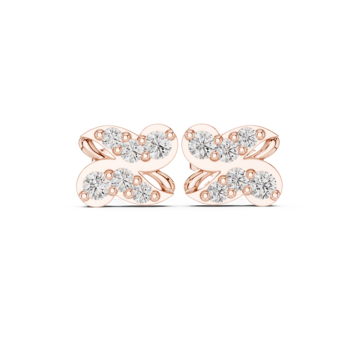 أقراط ألماس بفصّين مزدوجين in Rose Gold - VYKA Diamonds