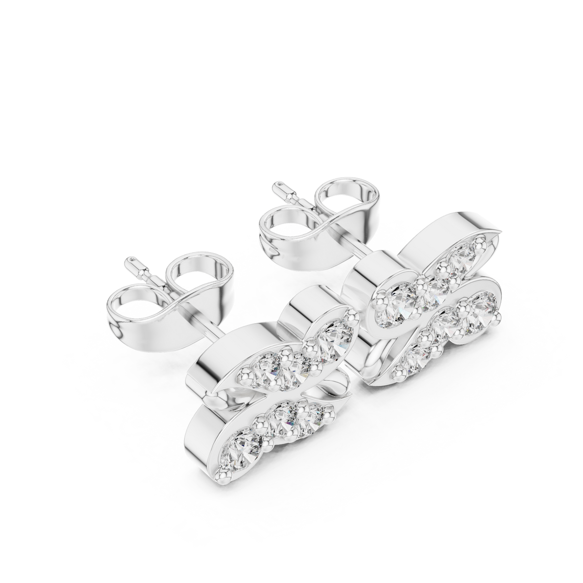Double Lobe Diamond Stud Earrings