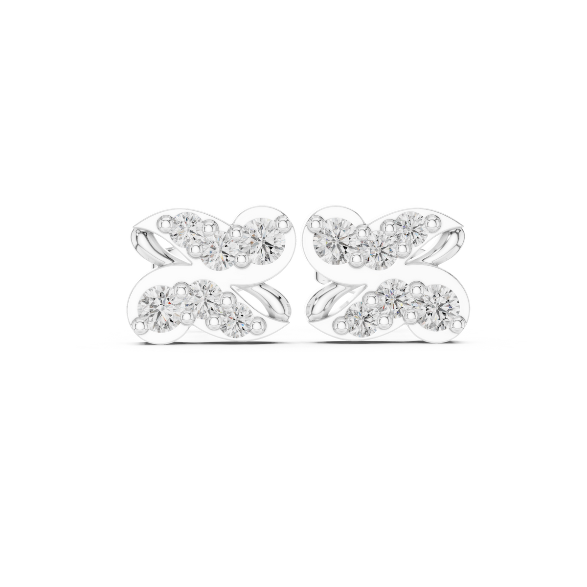 أقراط ألماس بفصّين مزدوجين in White Gold - VYKA Diamonds