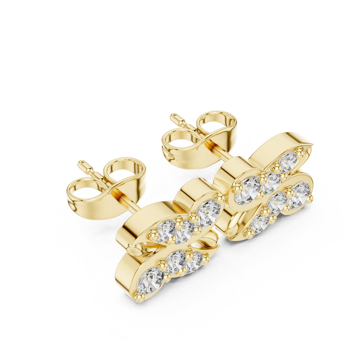 Double Lobe Diamond Stud Earrings
