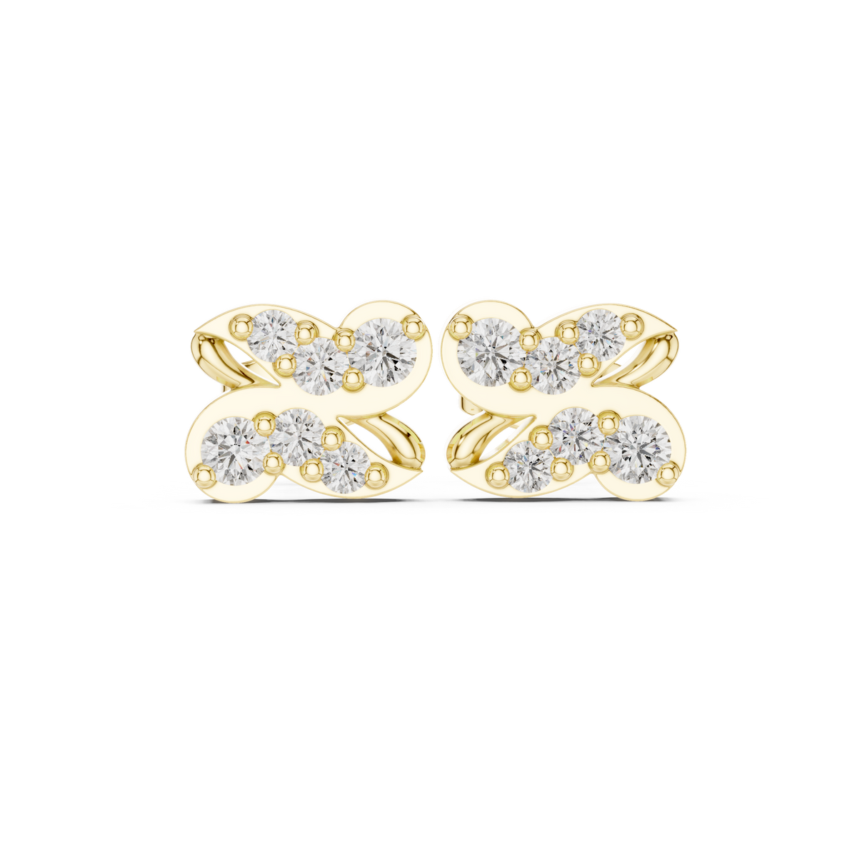 Double Lobe Diamond Stud Earrings