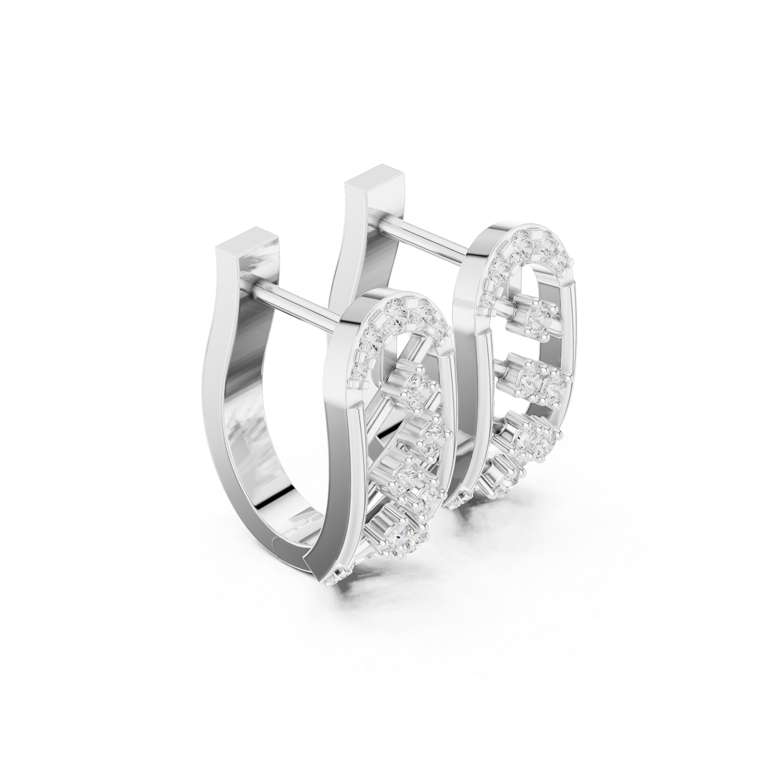 حلقان متدلية على شكل معين شبكي مضلع in White Gold - VYKA Diamonds