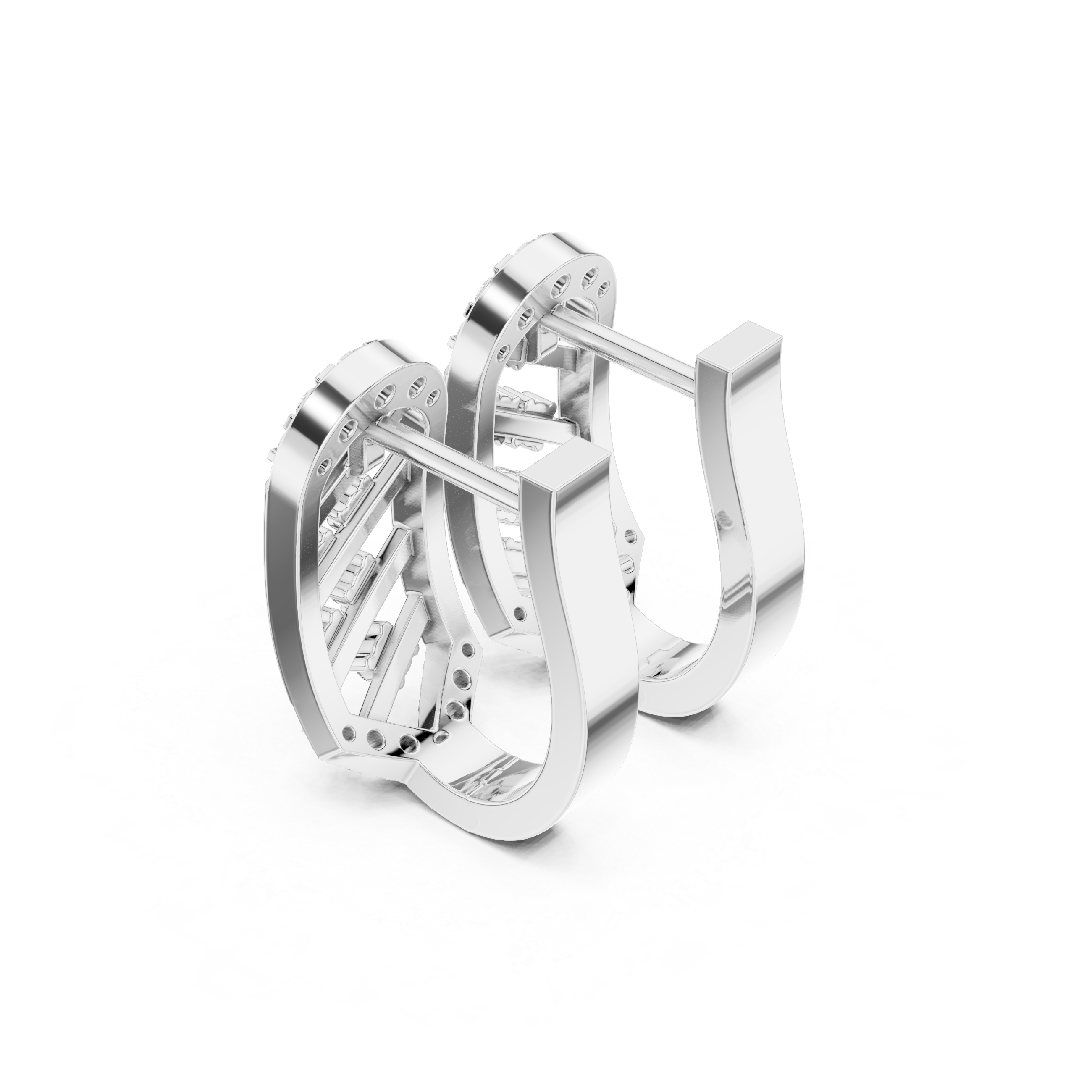 حلقان متدلية على شكل معين شبكي مضلع in White Gold - VYKA Diamonds