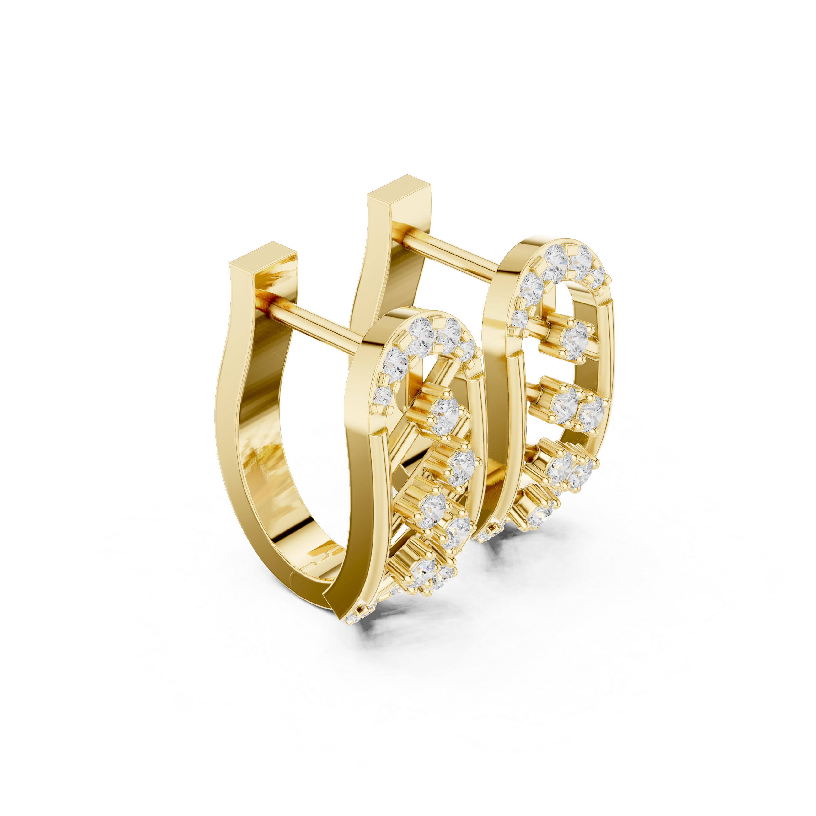 حلقان متدلية على شكل معين شبكي مضلع in Yellow Gold - VYKA Diamonds